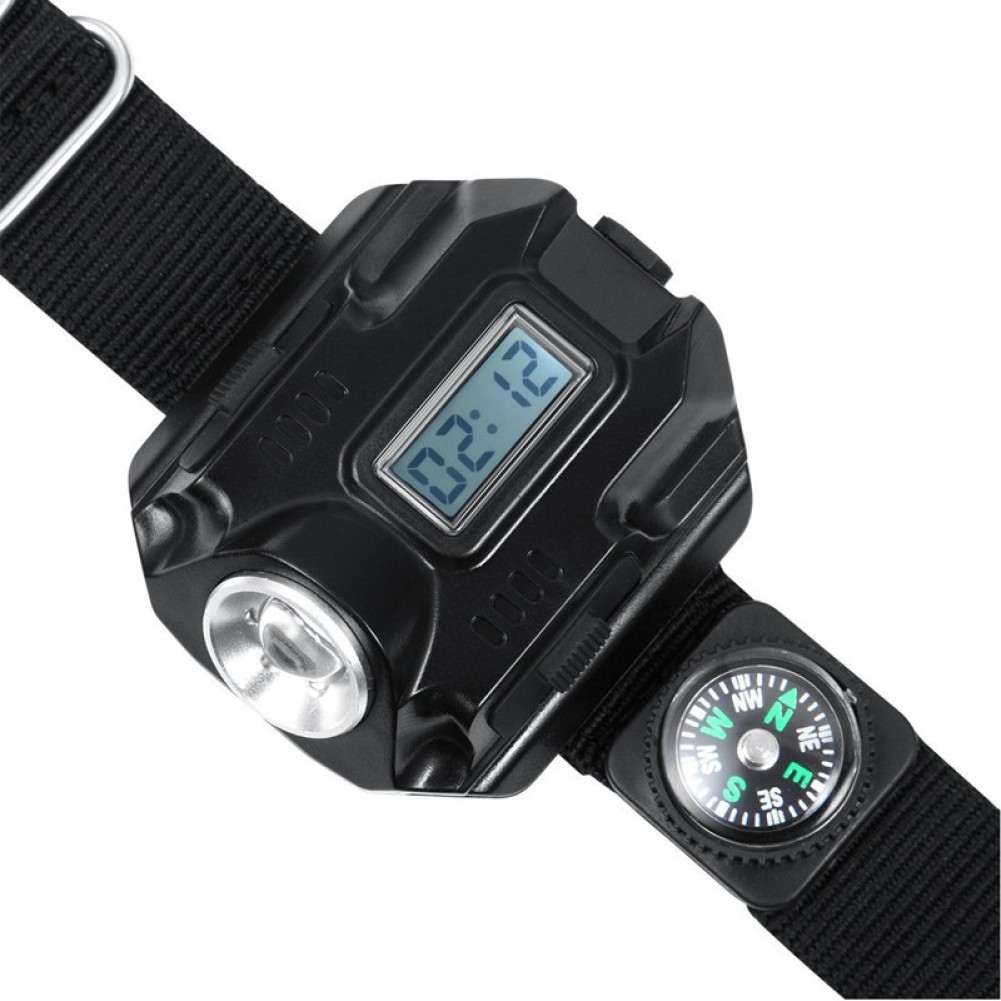ABS Flashlight LED Torch Compass Tactical LED Rechargeable Outdoor Sport Watch