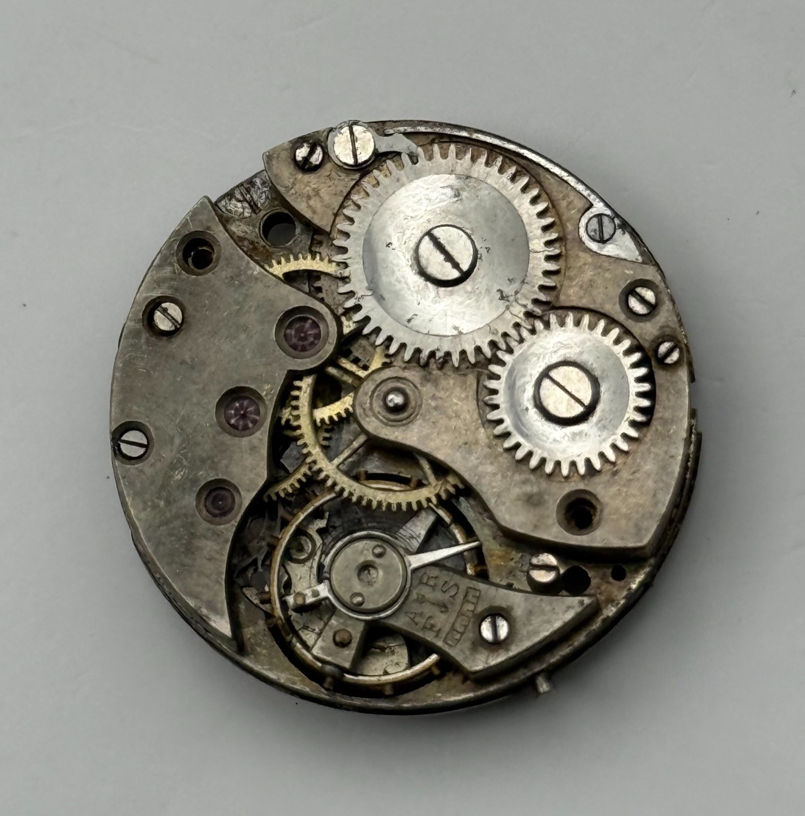 Unidentified Watch Movement Manual Wind Vintage Parts Repair Spares 24.1mm