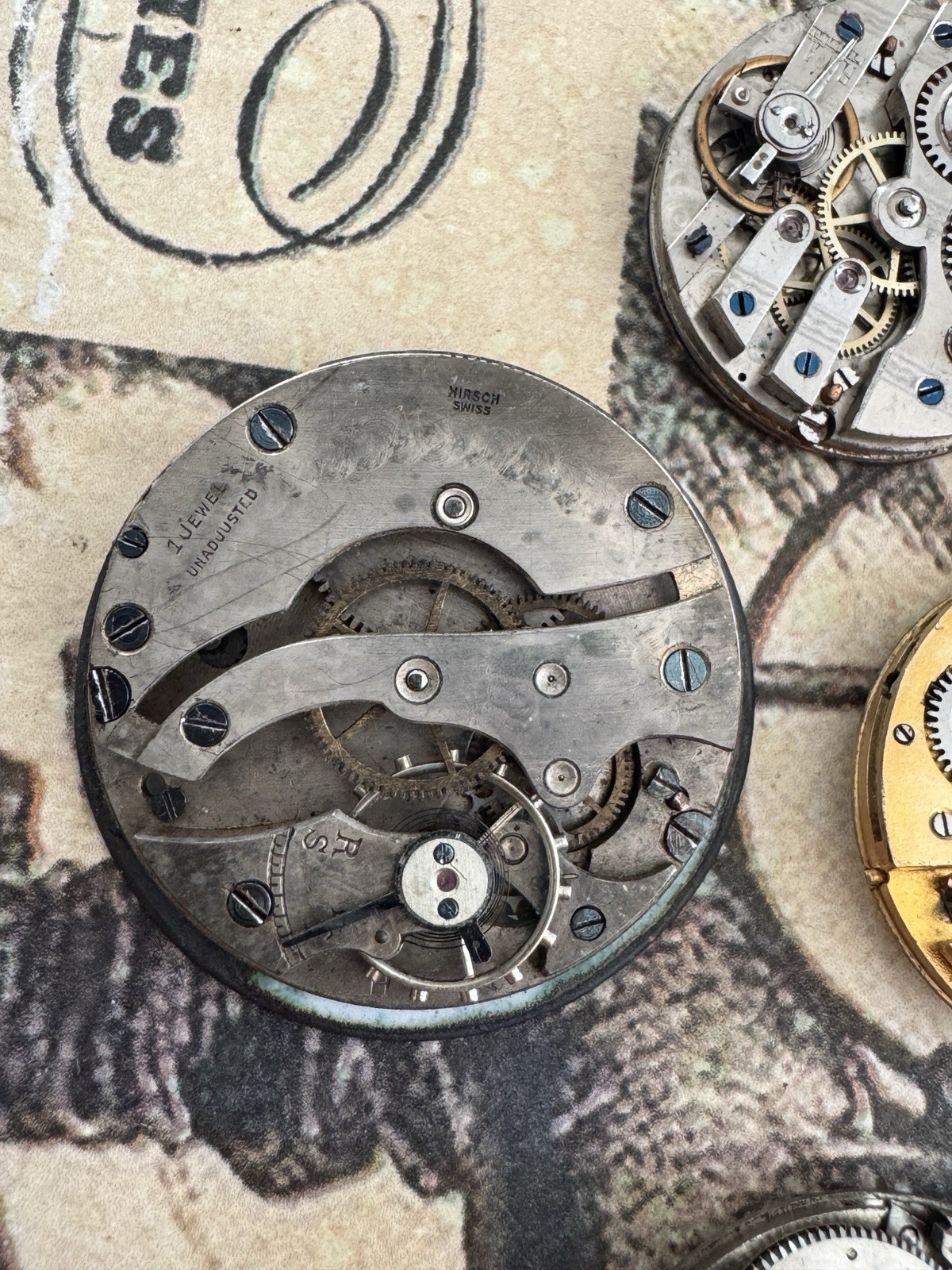 Lot Of 7 Antique Pocket Watch Movements With Porcelain Dials