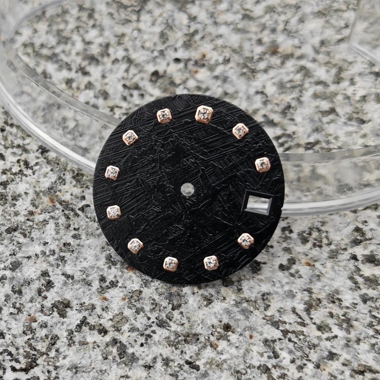 NH35 Dial 28.5mm Meteorite Pattern Dial with Diamonds for NH35 Movement