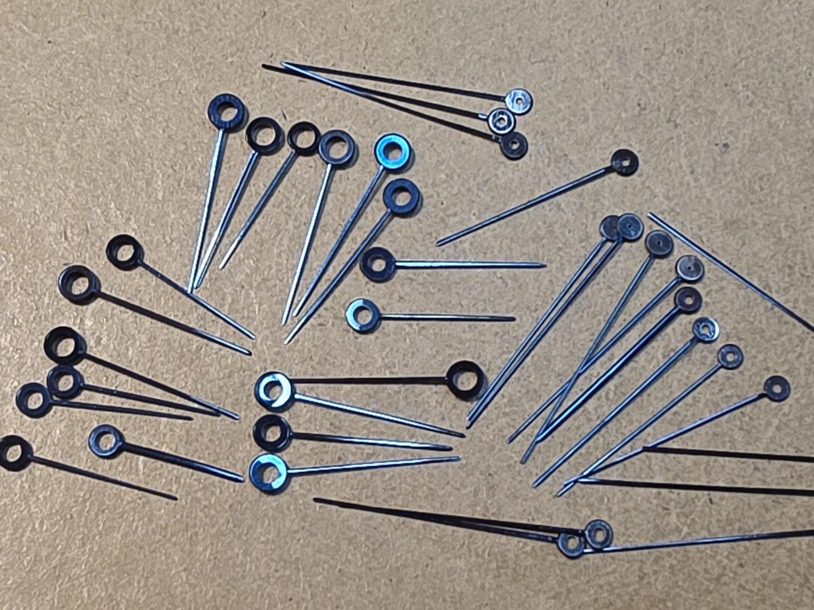 Lot Of 37 Vintage NOS Pocket Watch/Wristwatch Blue Stick Hands-Variety Of Sizes