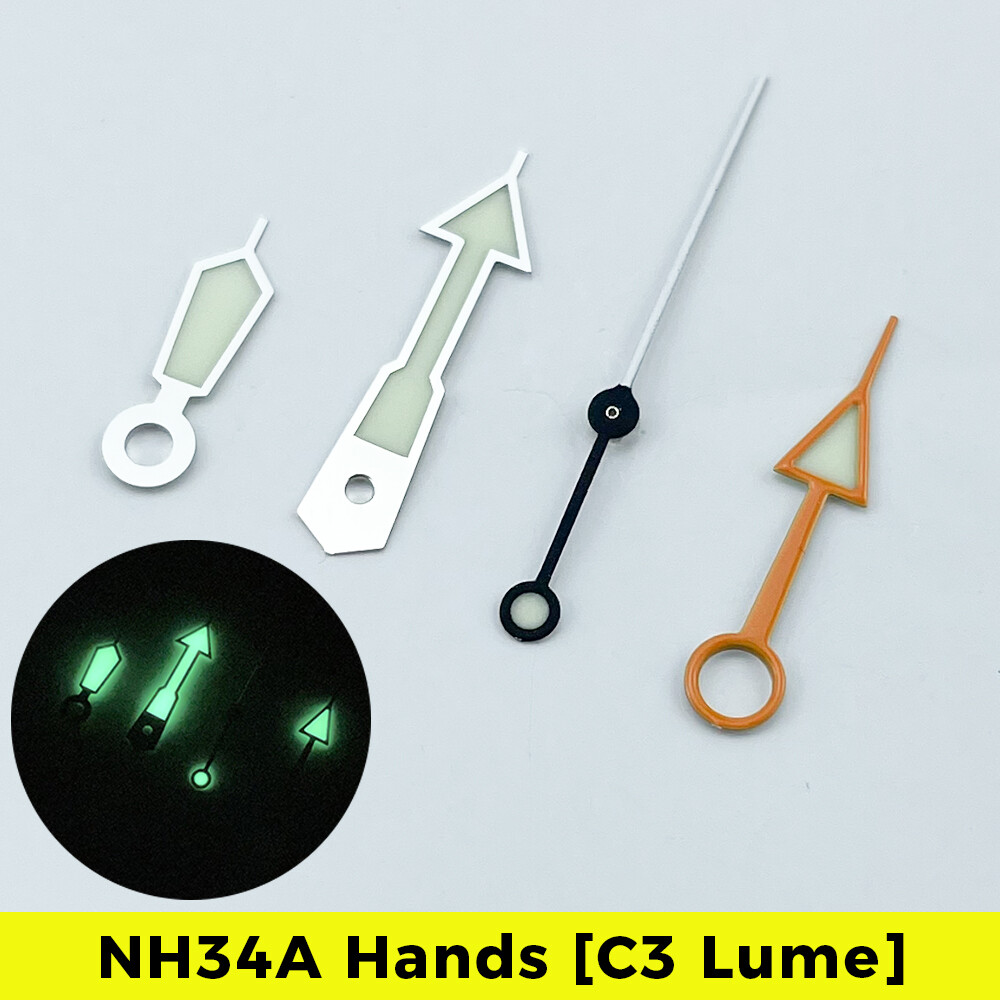 NH34A GMT Hands C3 Lume Blue 4 Hands for SKX007 SKX SSK GMT Mod Red GMT