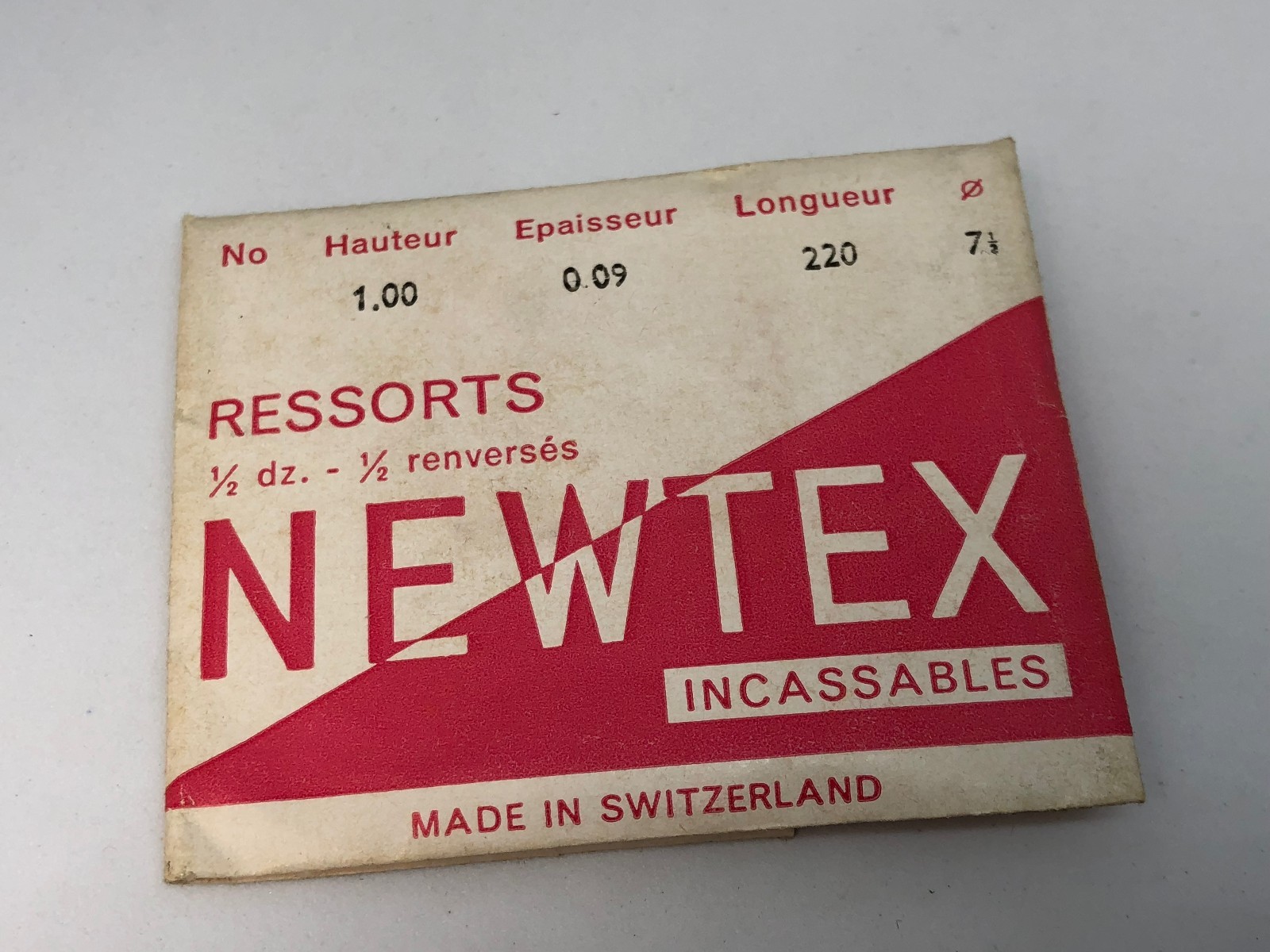 NEWTEX Incansables 6 RESSORTS 1/2 dz. for Watches. 1.00 / 0.09 / 220 / 7 1/2