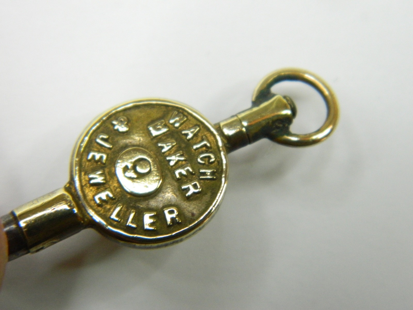 FINE ANTIQUE 1880 VICTORIAN ENGLISH ADVERTISING #9 GILT STEEL POCKET WATCH KEY