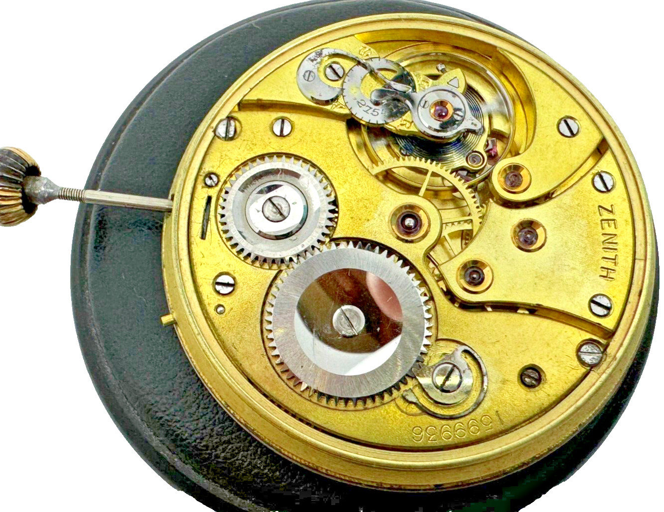 Vintage 38mm Pocket Zenith Tree Dial Complete Movement, Crown, Balls
