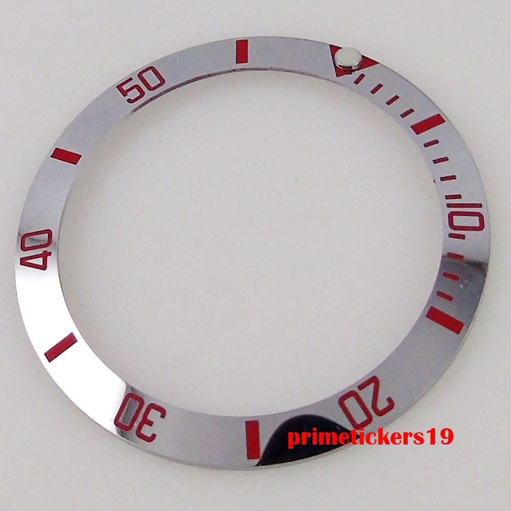38mm*30.6mm Sloped Steel Watch Bezel Insert Ring Shiny Fit 40mm SUB Watch Case