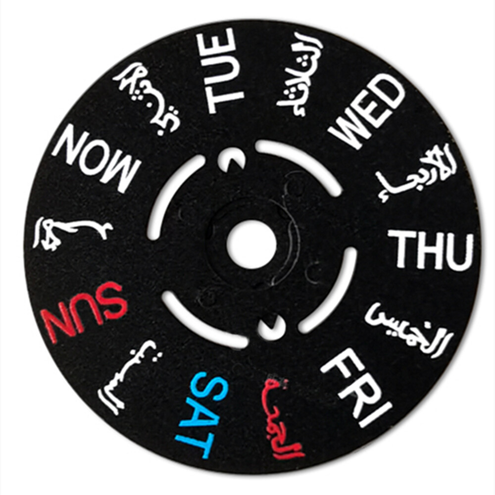 Black Background Arabic English Font Week Disk Week Wheel for NH35 NH36