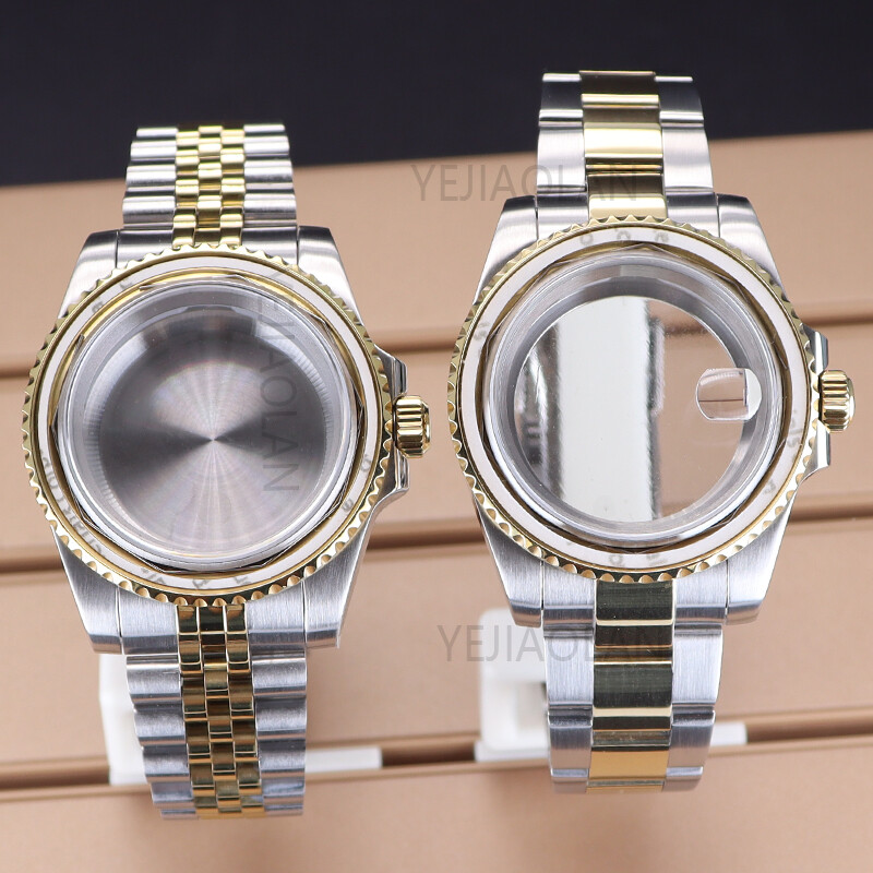 40mm Watch Case+Jubilee Bracelet Cyclops Sapphire Glass For Seiko nh35 Movement