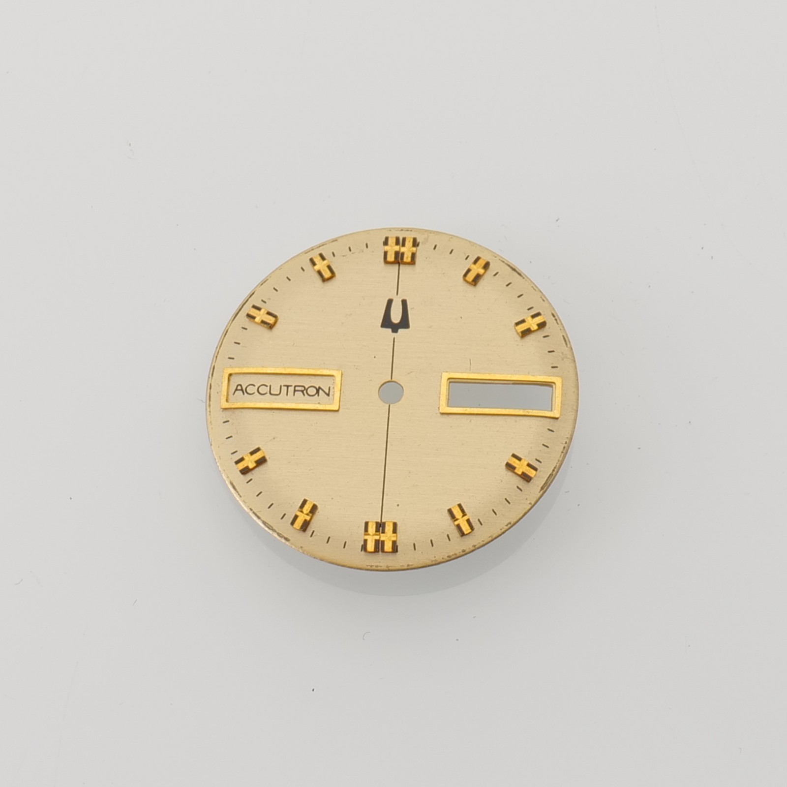 Bulova ACCUTRON 218 Wrist Watch GOLD DIAL ONLY-Gold Black Hour Markers- DAY DATE