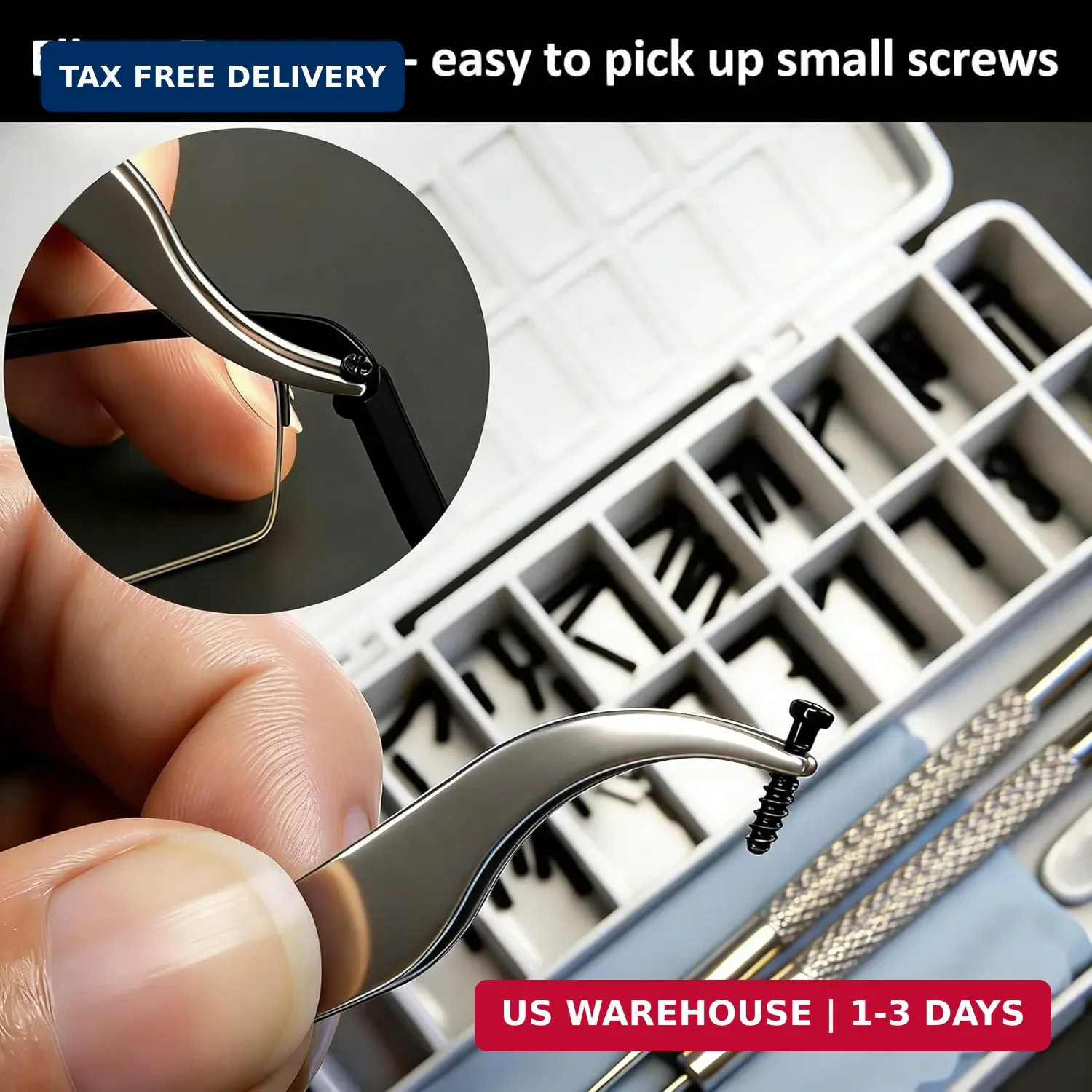 Black Eyeglass Repair Kit with 18 Sizes Black-Coated Screws, 1.4mm Precision Scr