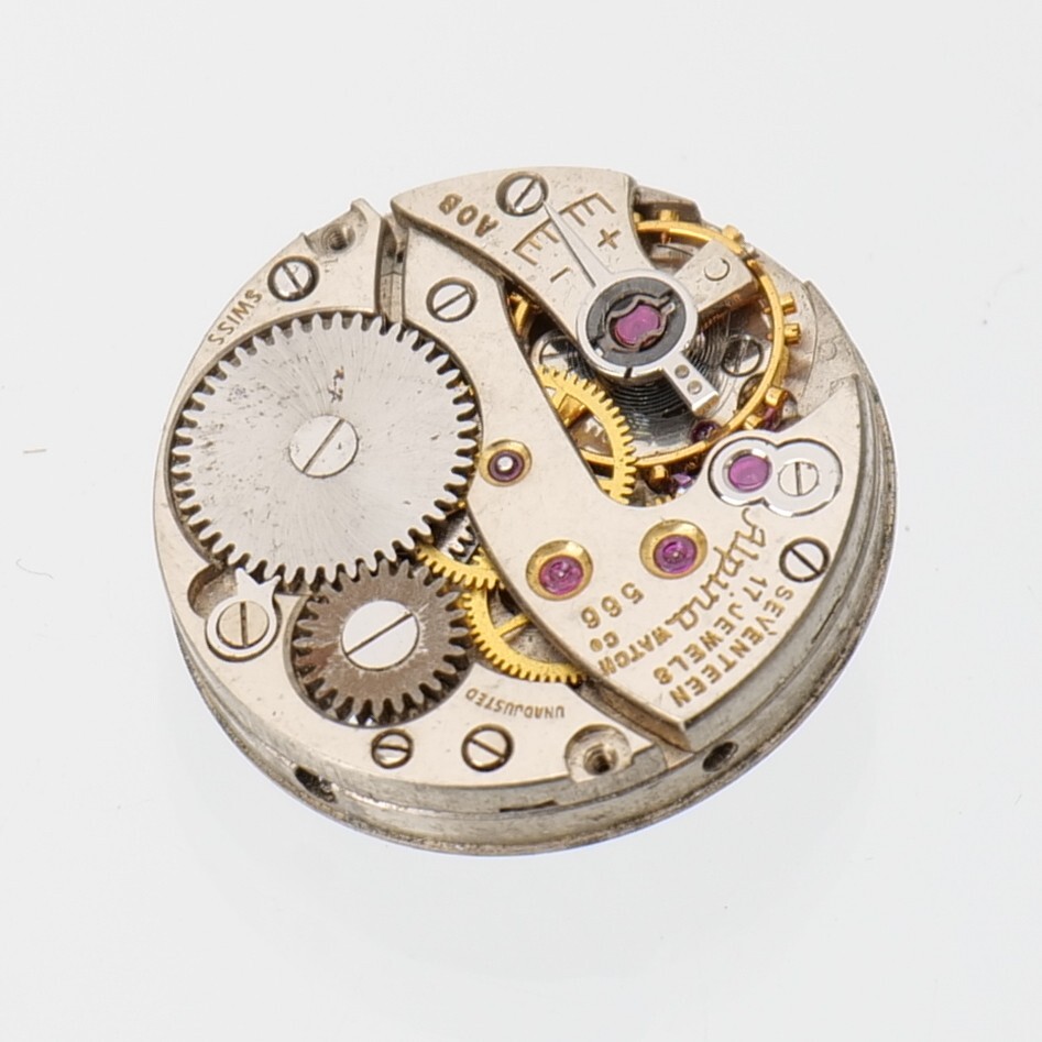 Vintage Ladies Alpina Cal 566 Watch Movement 17 Jewels Parts/Repair Good Balance
