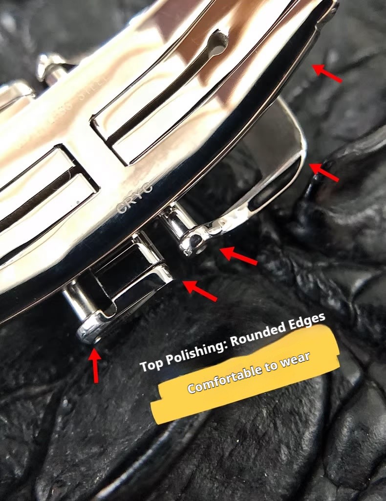 For Jaeger LeCoultre 18mm Silver/Rose Gold Steel Deployment Buckle Clasp