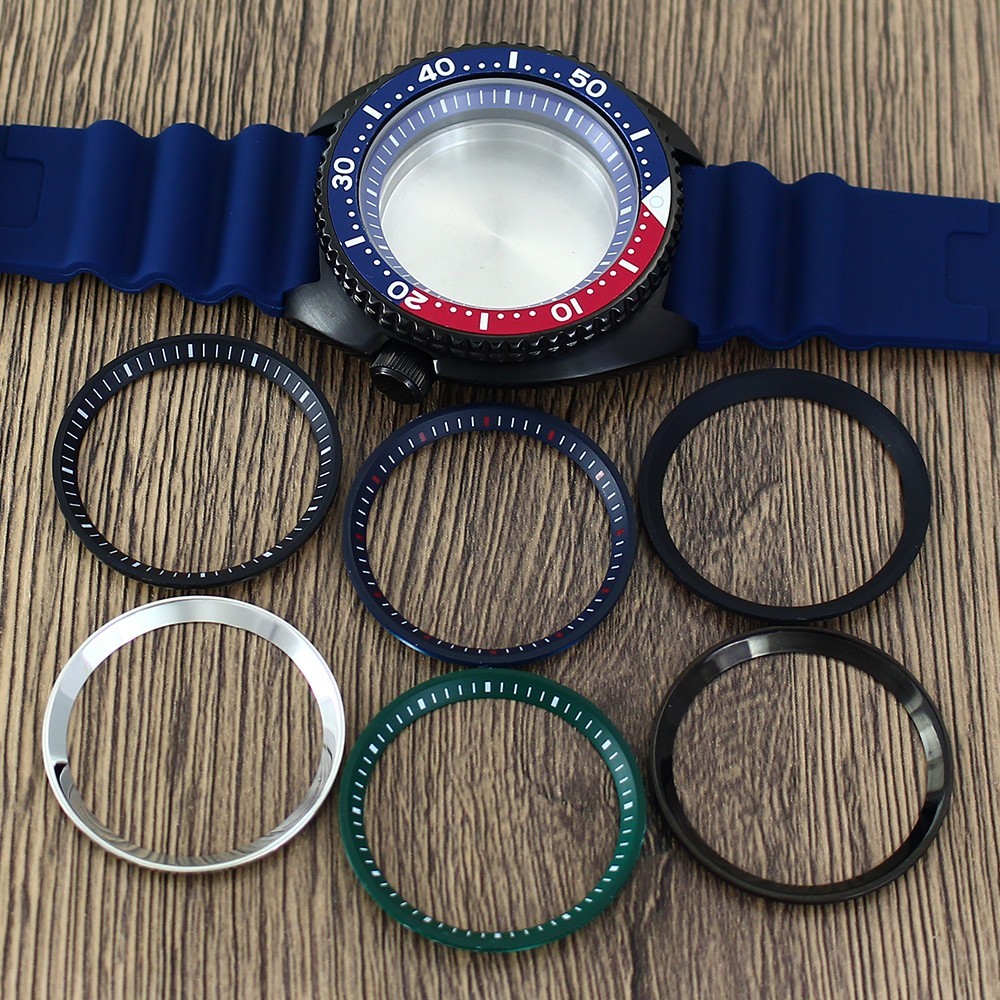 45mm Steel Watch Case+Blue Strap Modify Turtle Mod Sapphire For NH35 34 NH36 38