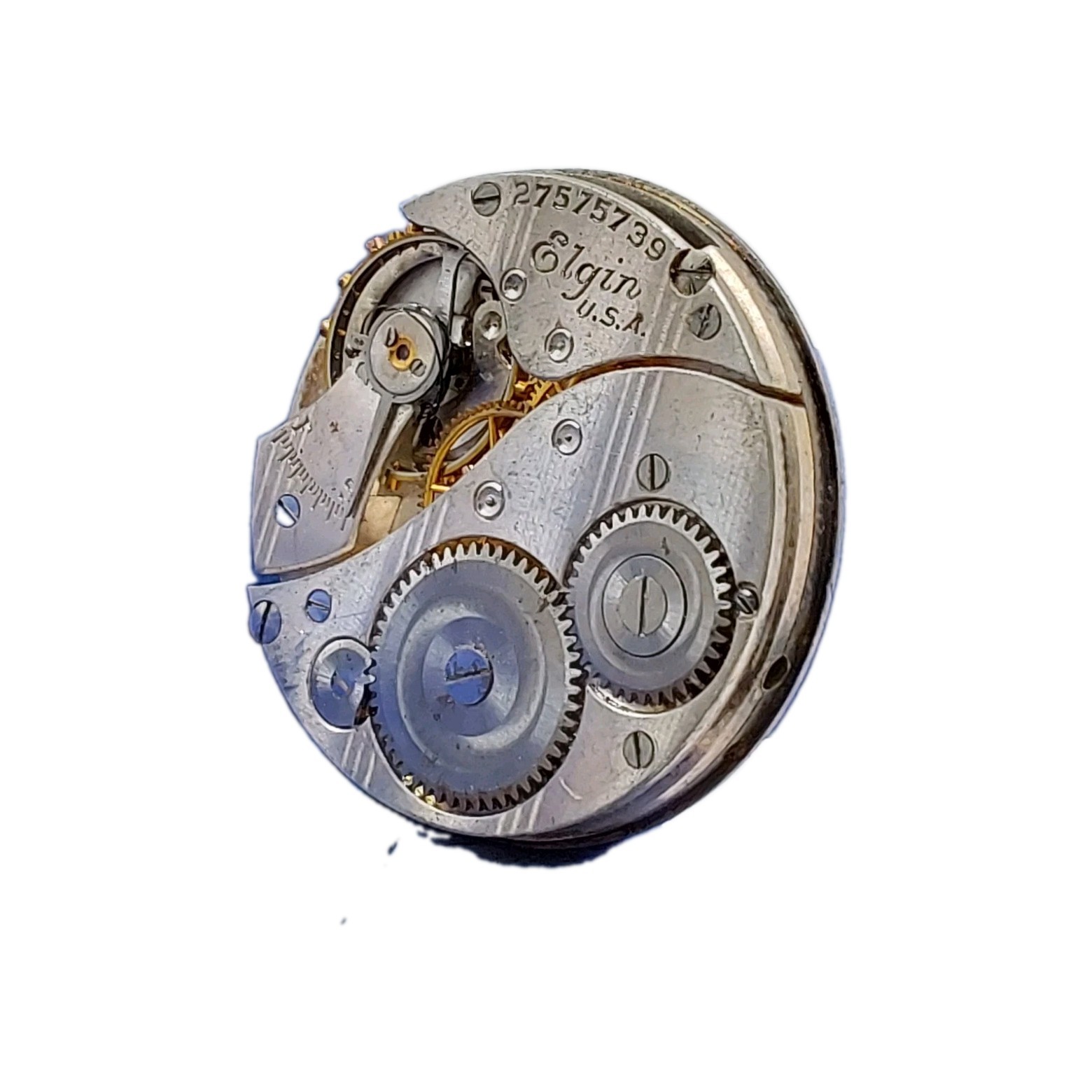 Elgin 430 6/0s Sunk Metal Dial Hands Pocket Watch Parts 1995