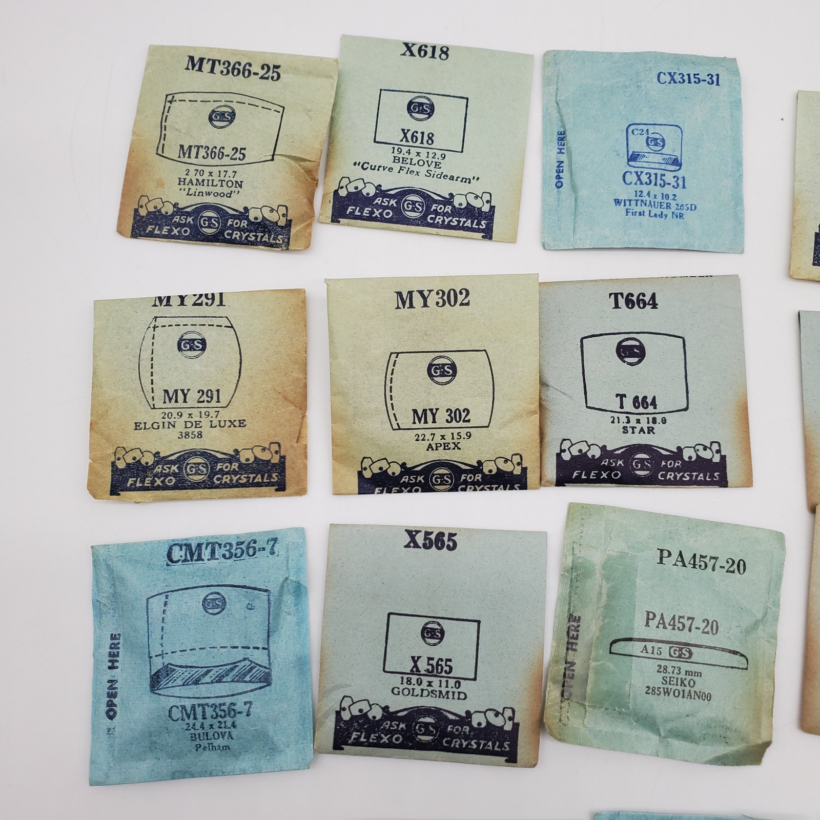 Lot of 50 G.S. Watch Crystals for Various Watch Maker NOS Various Sizes #41