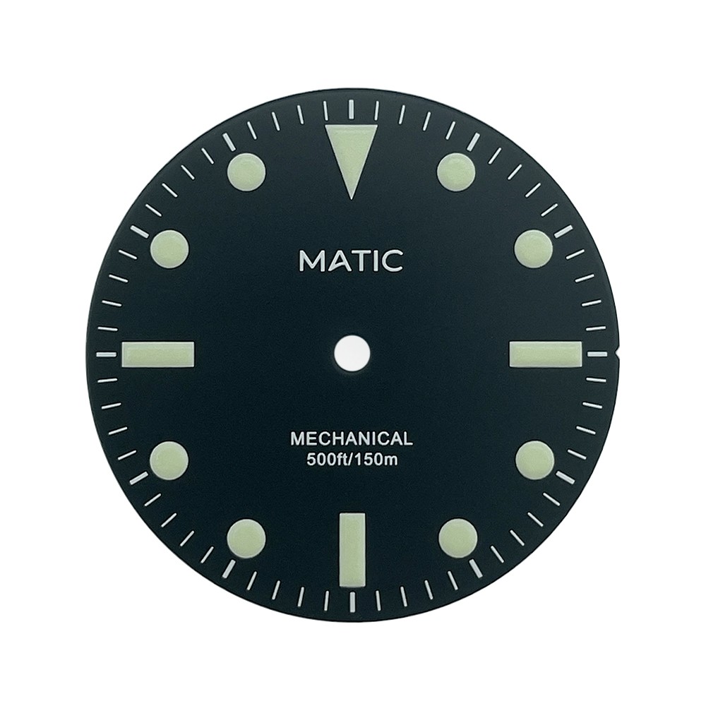 High Quality 28.5mm Black SUB Watch Dial No Date for NH38A NH35A with C3 Lume