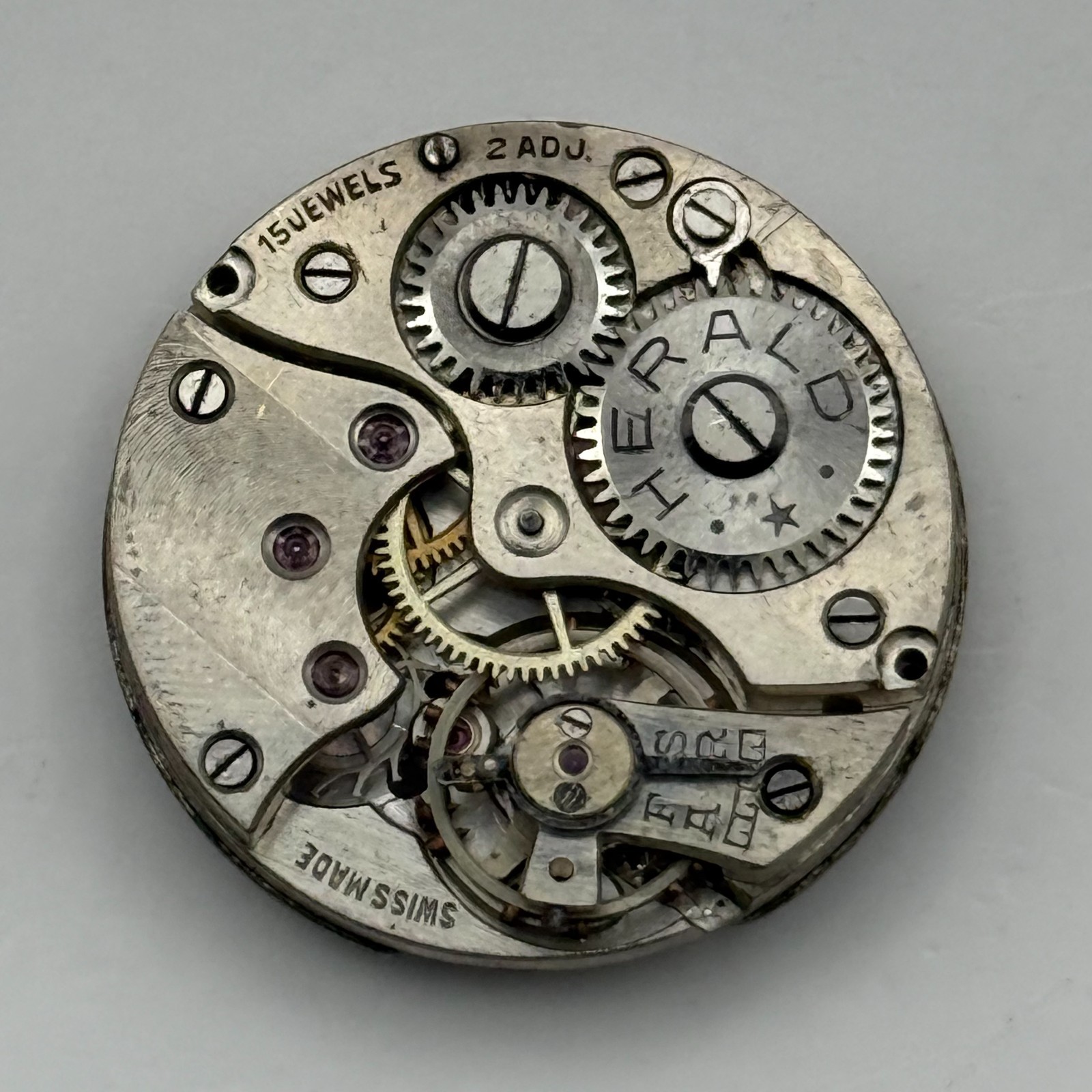 Herald Watch Movement Buser 15 Jewels 2 ADJ Swiss Vintage Parts Repair 23.2mm