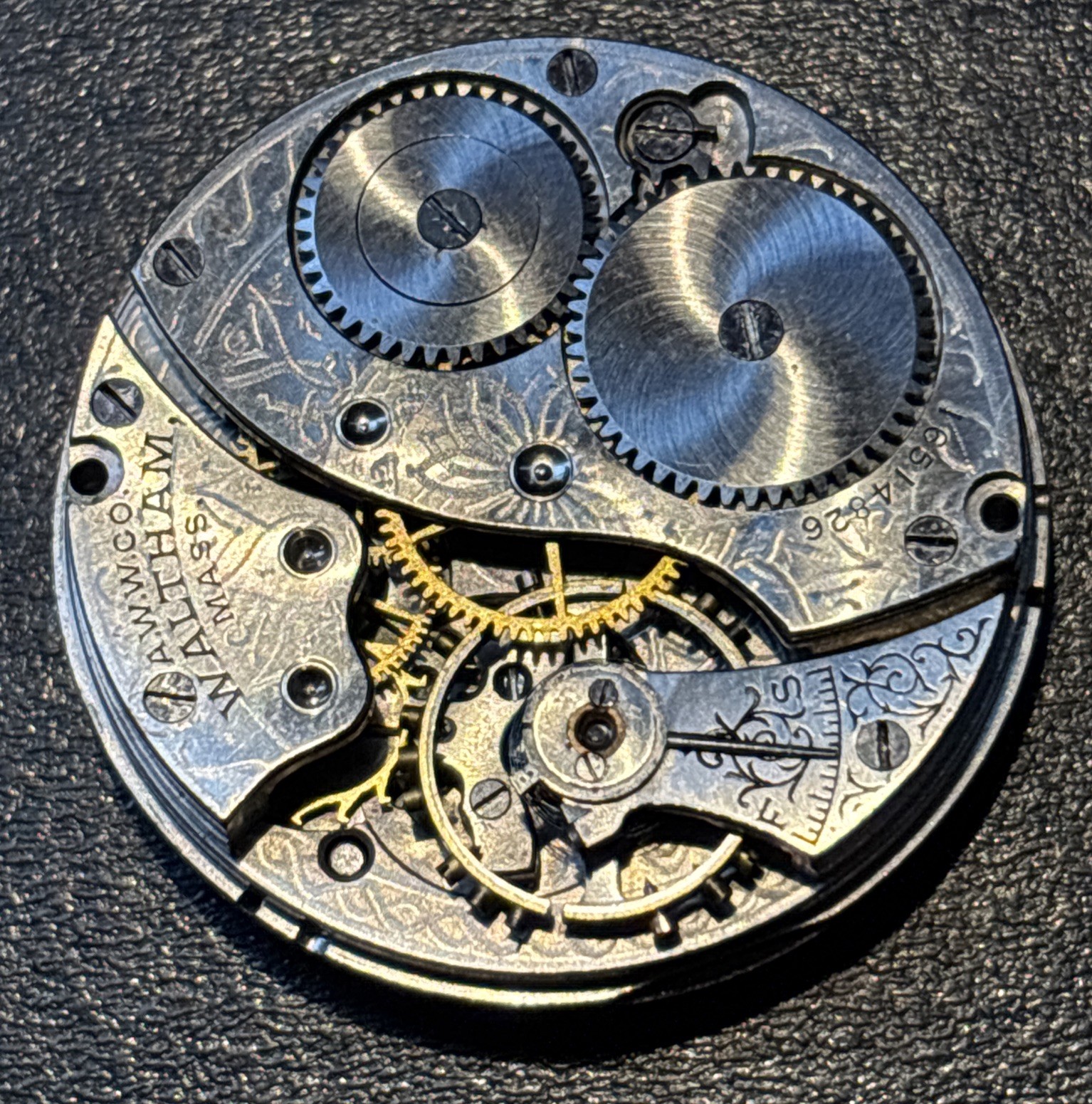 1907 Waltham 160 Pocket Watch Movement Size 0s 7j Hunter For Parts Not Working