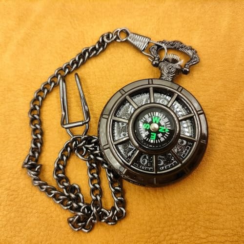 Men’s Retro Multifunctional Pocket Watch,Quartz Compass Gift Pocket