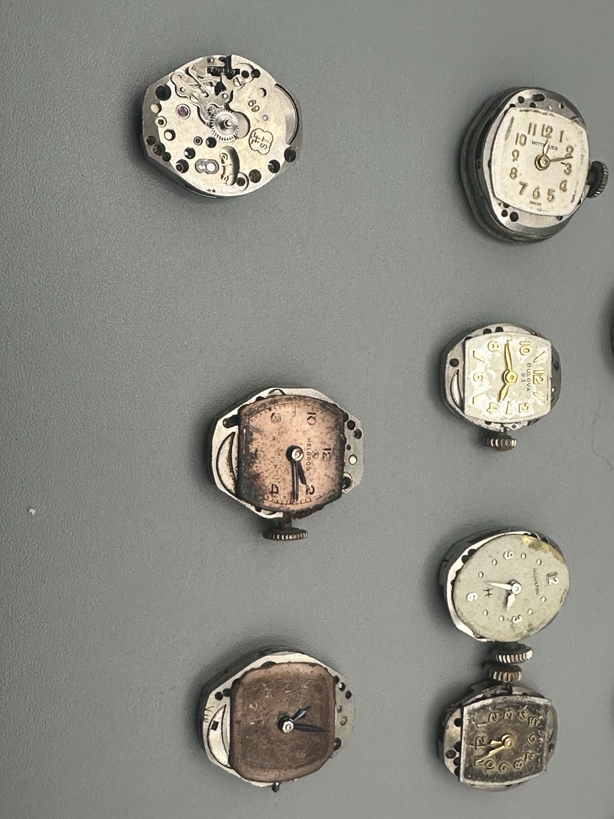 Lot of 22 Vintage Ladies Watch Movements For Parts Elgin Bulova Waltham Hamilton