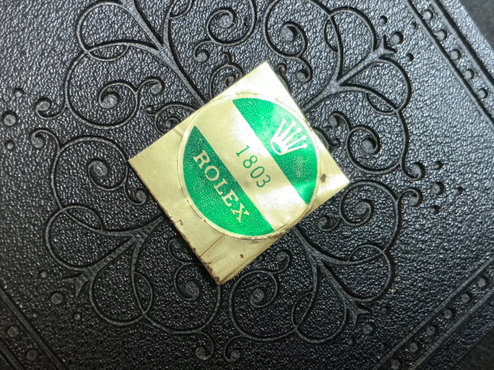 Authentic Vintage Rolex 1803 Day Date Green Case Back Sticker Rare Find