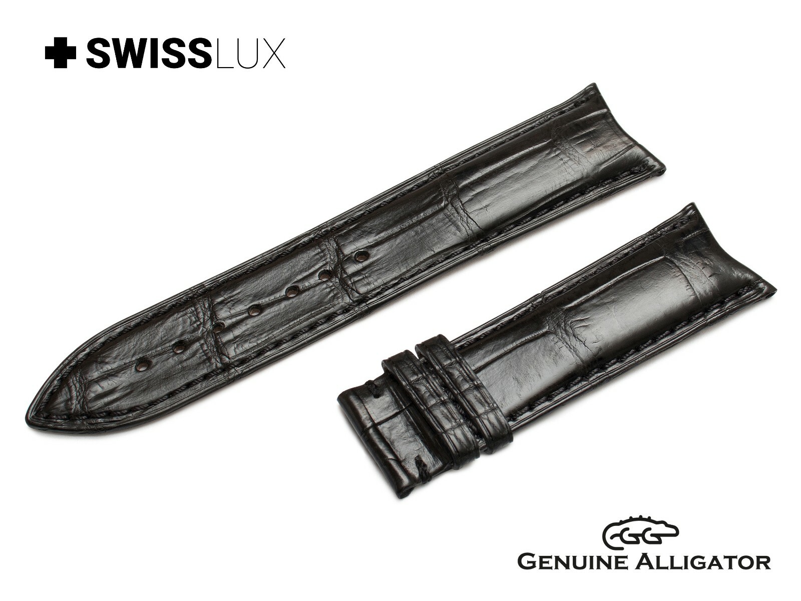 Alligator Curved Ends For GRAND SEIKO Watch Crocodile Leather Strap Band Clasp