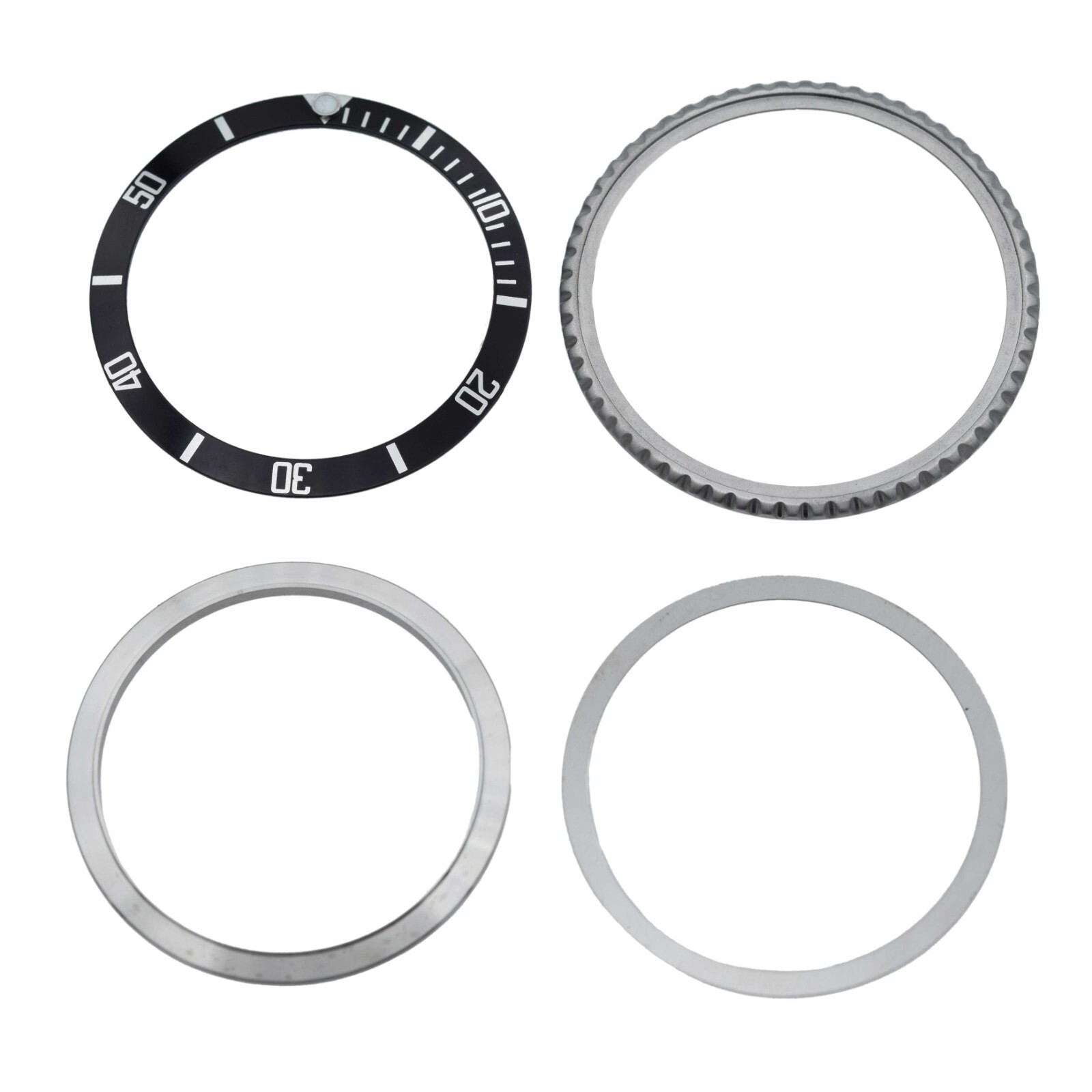 Satin Finish Bezel, Black Insert, Spring, Retainer For Rolex Submariner 5512