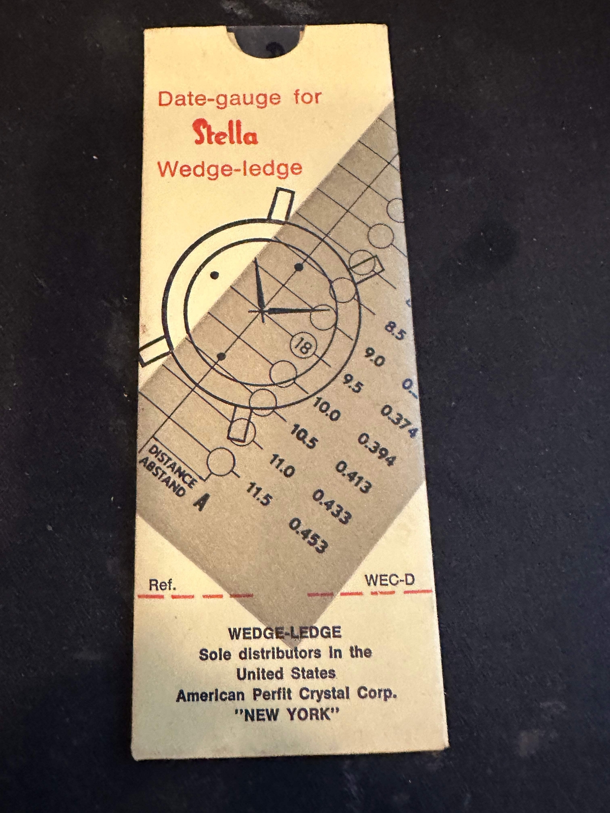 Stella Date-Gauge for Wedge-Ledge Wrist Watch Crystals