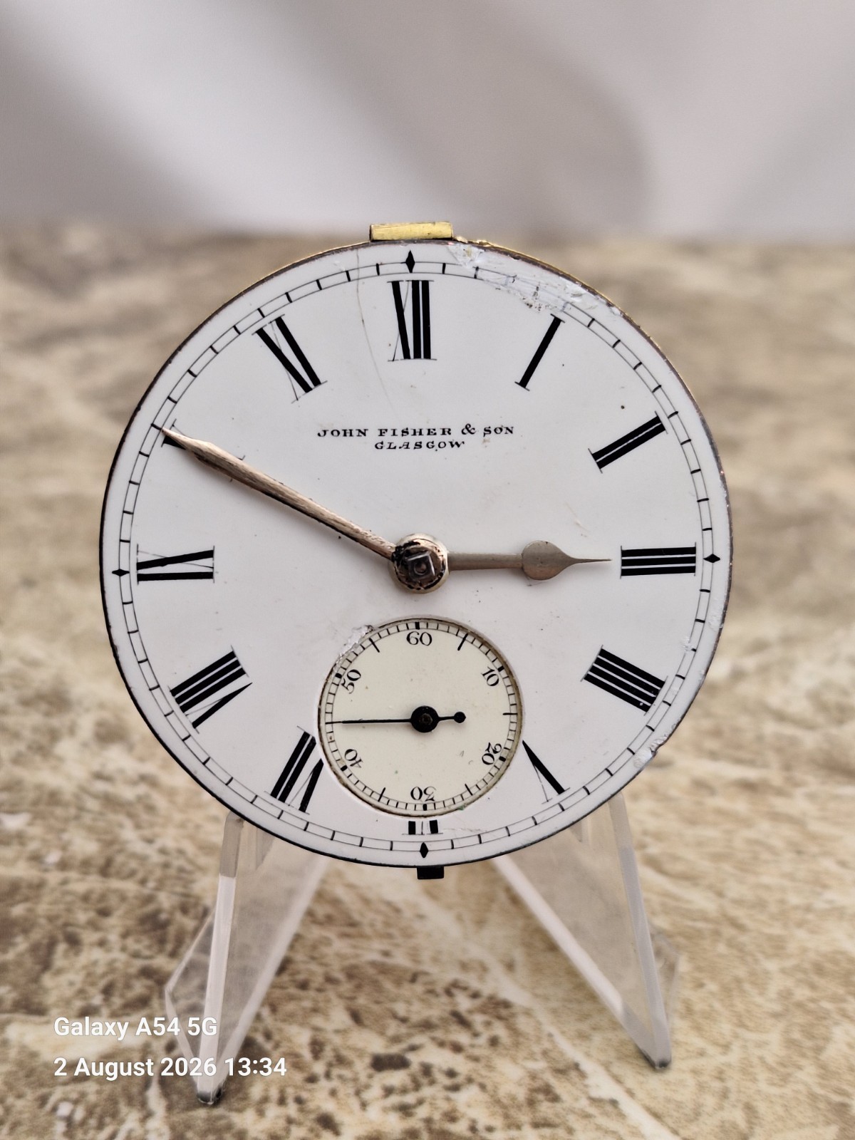 J Fisher of Glasgow Scottish Chain Fusee KW 15 J. Pocket Watch Movement 1874