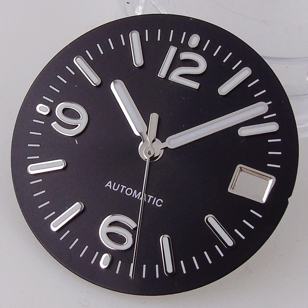 29mm Blue/Black/White Sunburst Dial For NH35A NH36 Silver Edge Hands Watch Parts