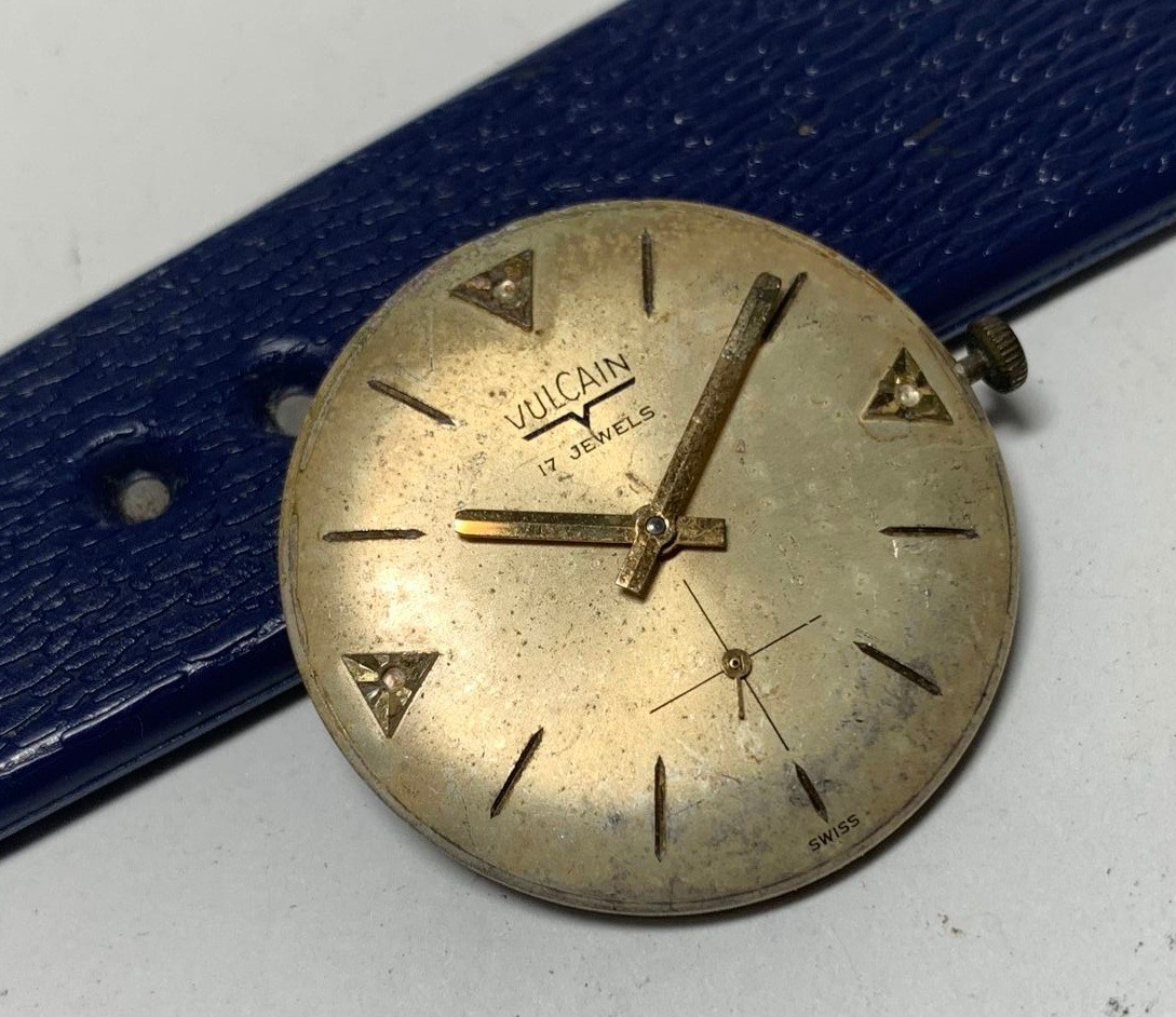 1960s Vulcain 17 Jewels Swiss Gents Font FHF 81 Movement, Dial & Hands- 4 Parts!