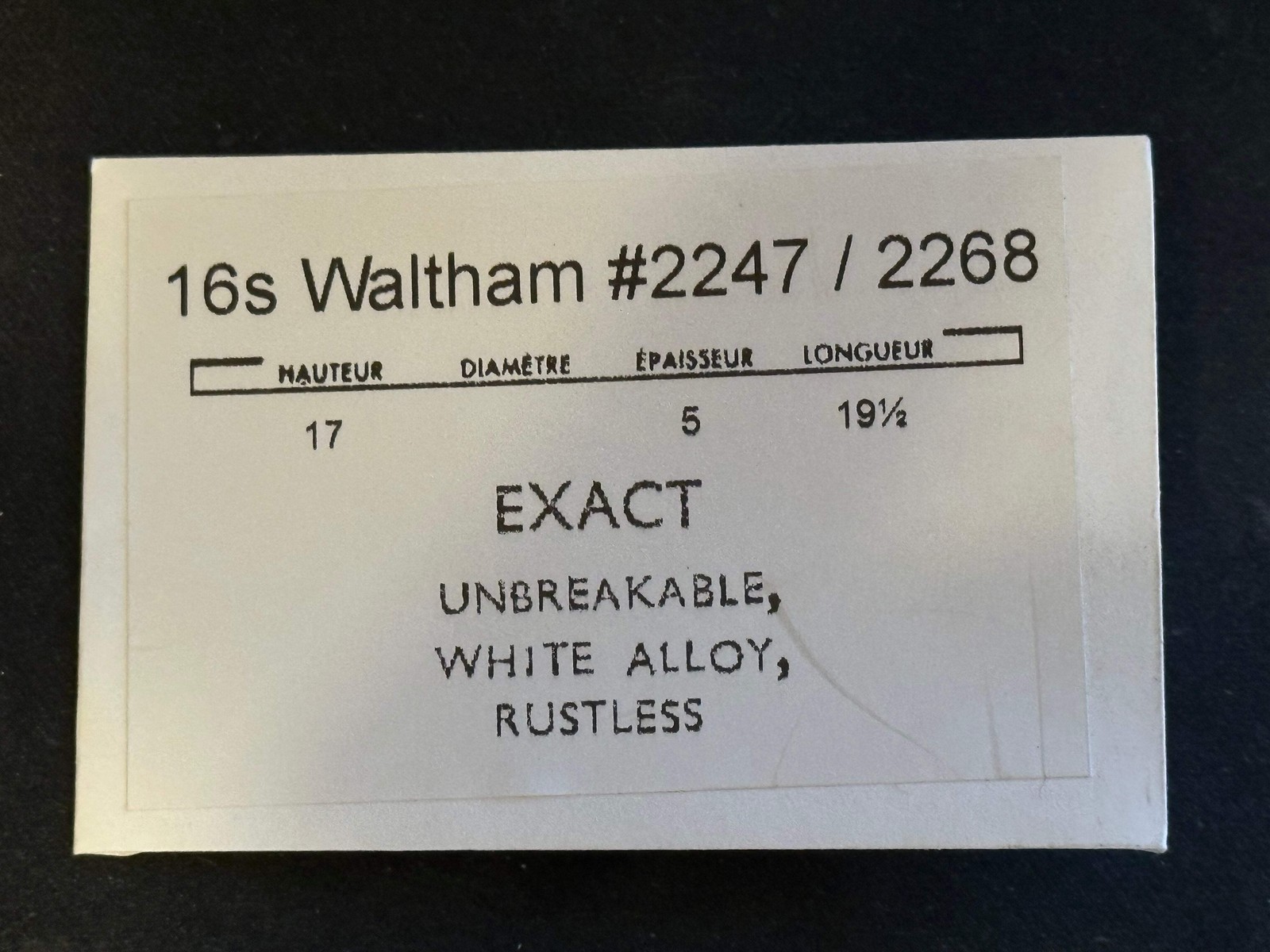Waltham Mainspring for 16s Model 1945 No. 2247 / 2267 (EXACT) – Alloy