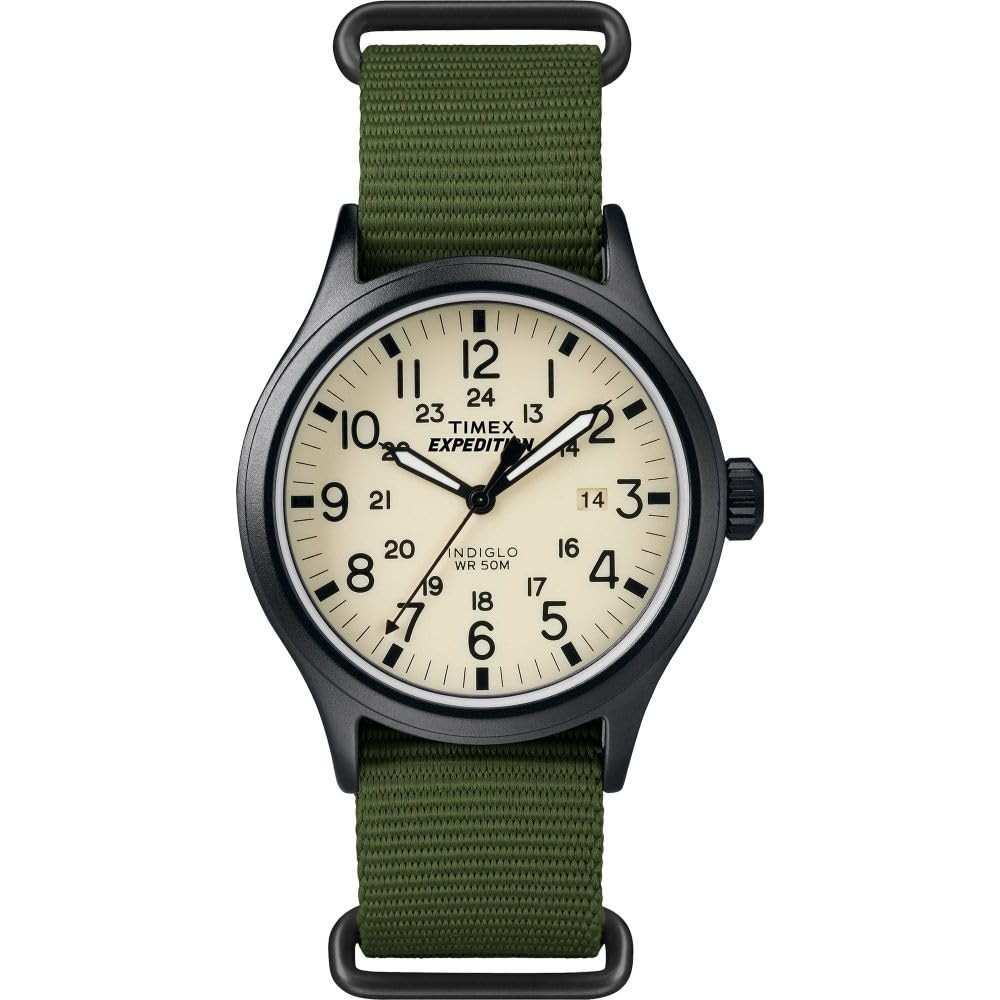 Timex Men’s Expedition Scout 40mm Watch – Black 40 mm, Green/Natural/Black