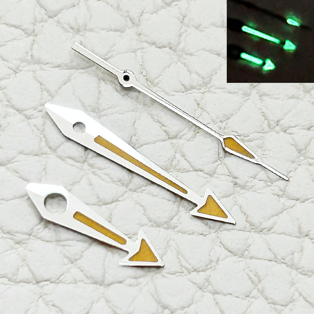 Silver Green Luminous Patina Watch Hands for NH35 NH36 NH38 Movement Mod Parts