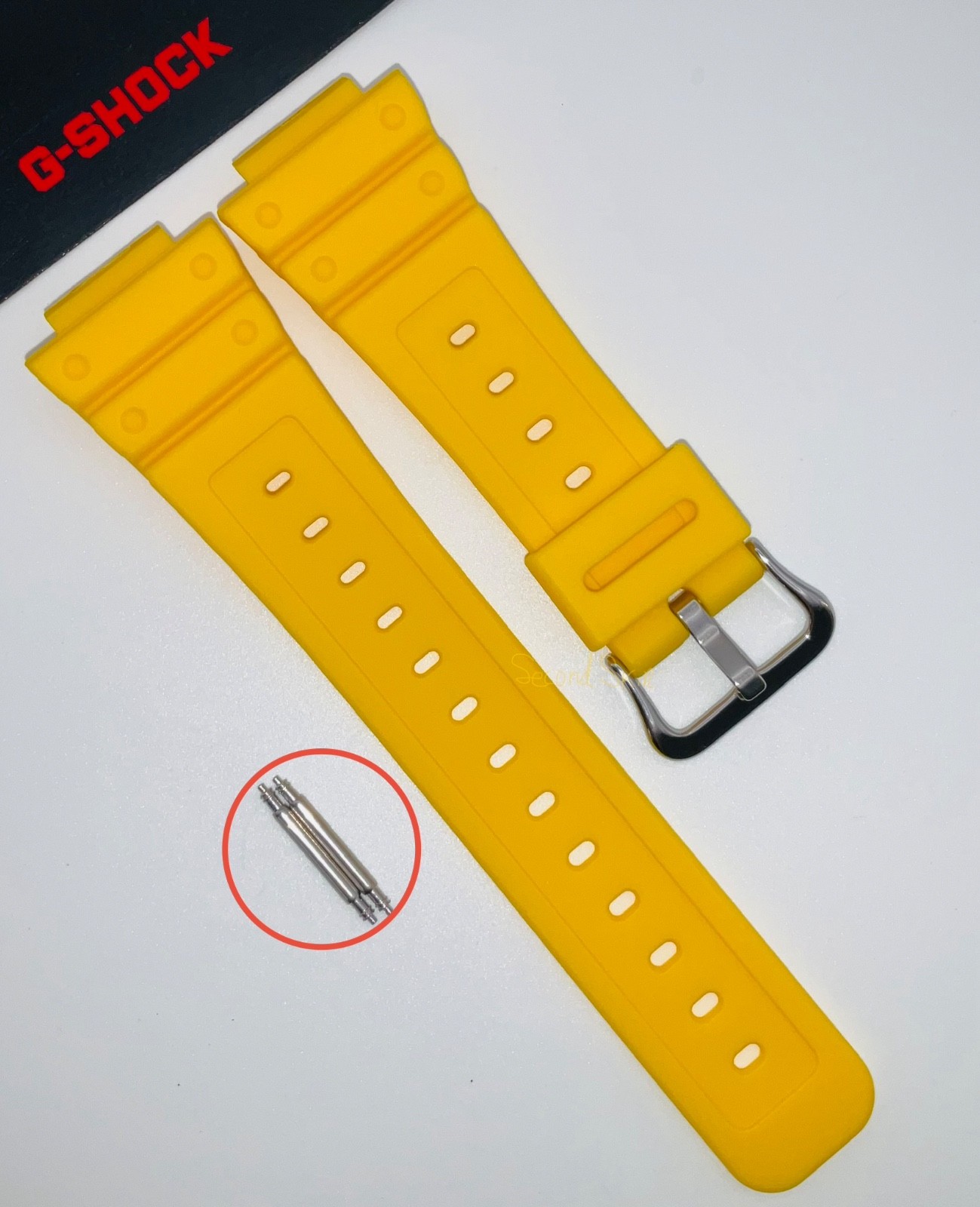 Genuine Casio G-Shock Yellow Resin Watch Strap Band DW-5600P-9 + Pins