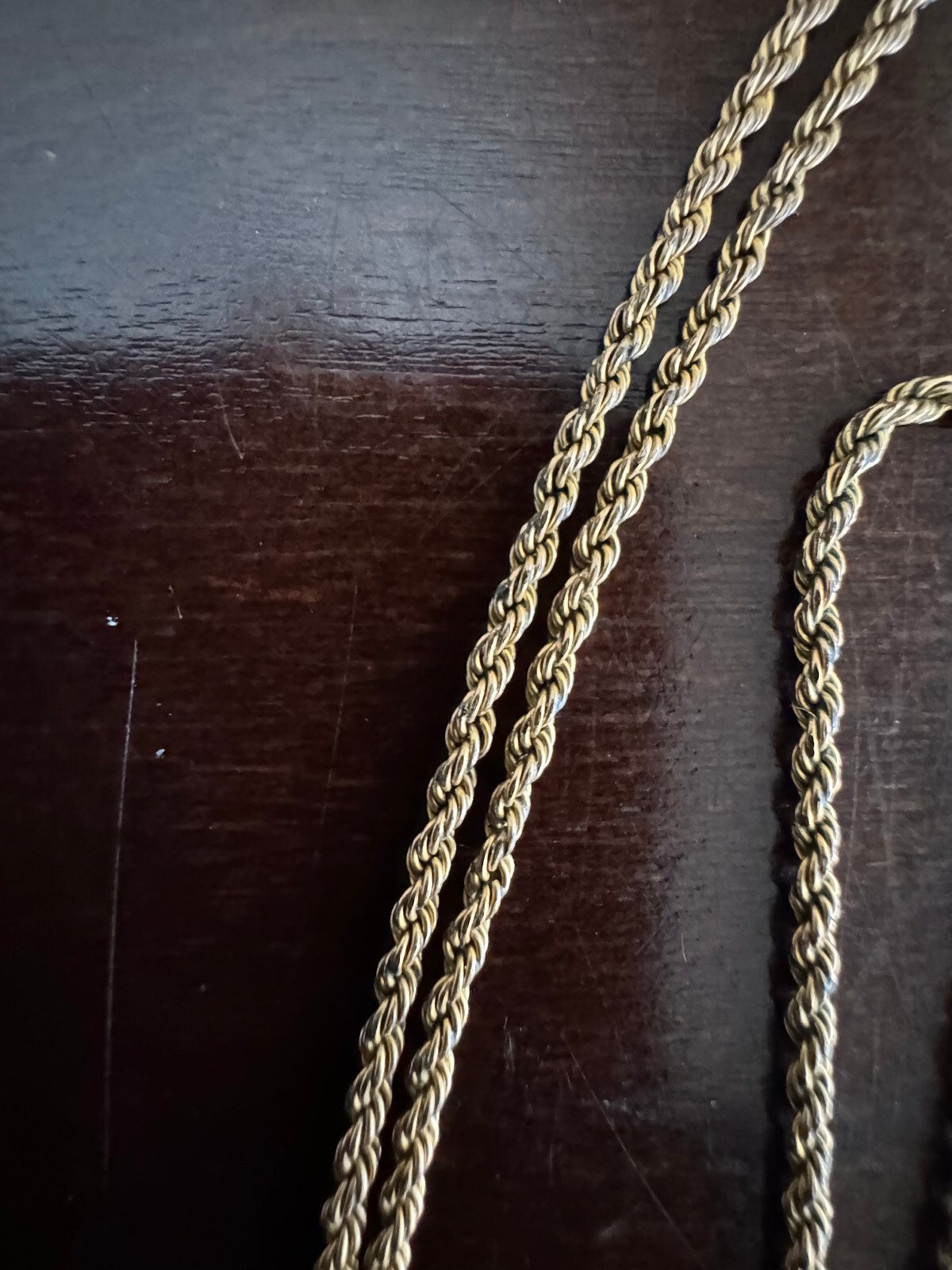 VINTAGE 25 INCH H.W.T. NECKLACE POCKET WATCH CHAIN, 1/10TH Y.G.F., 1907