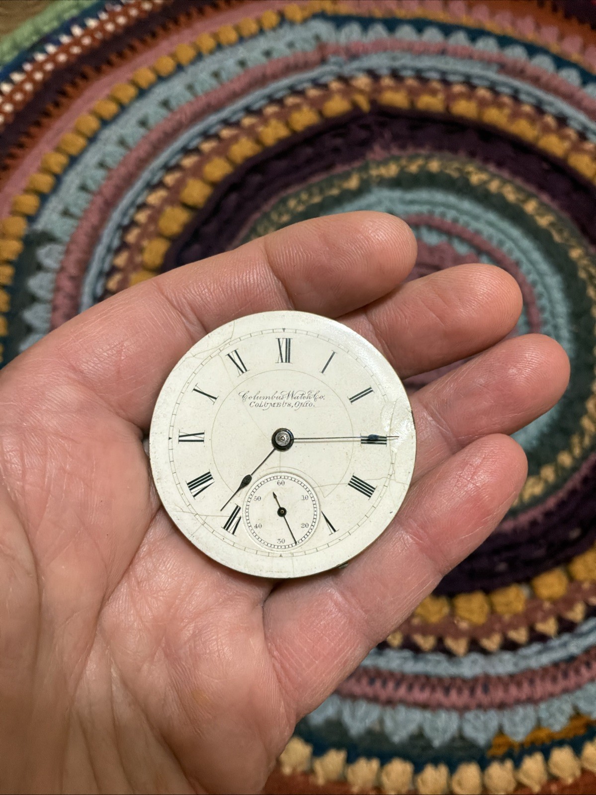 Antique Columbus Watch Co. 18s Pocket Watch Movement For Parts or Repair
