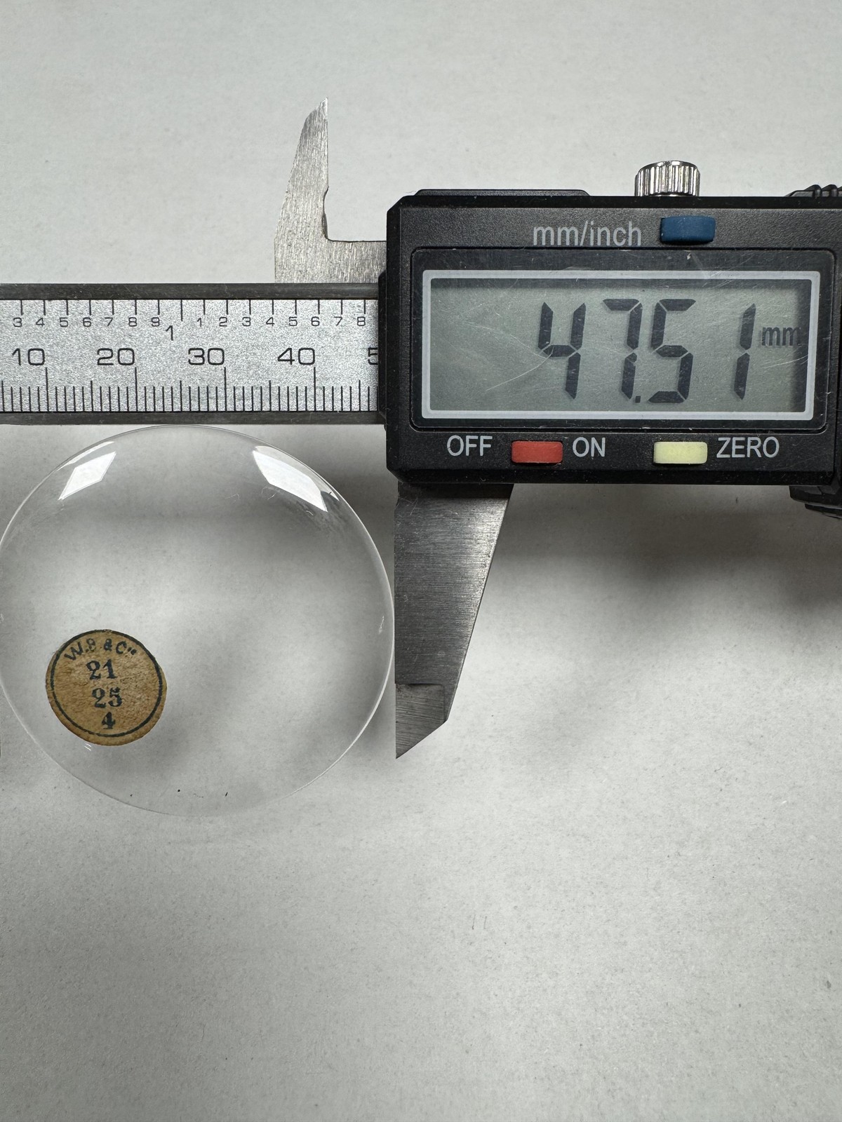 Vintage W.B.&C. Pocket Watch Mineral Crystal Domed 47.51mm 21 25 4 Clear Lens