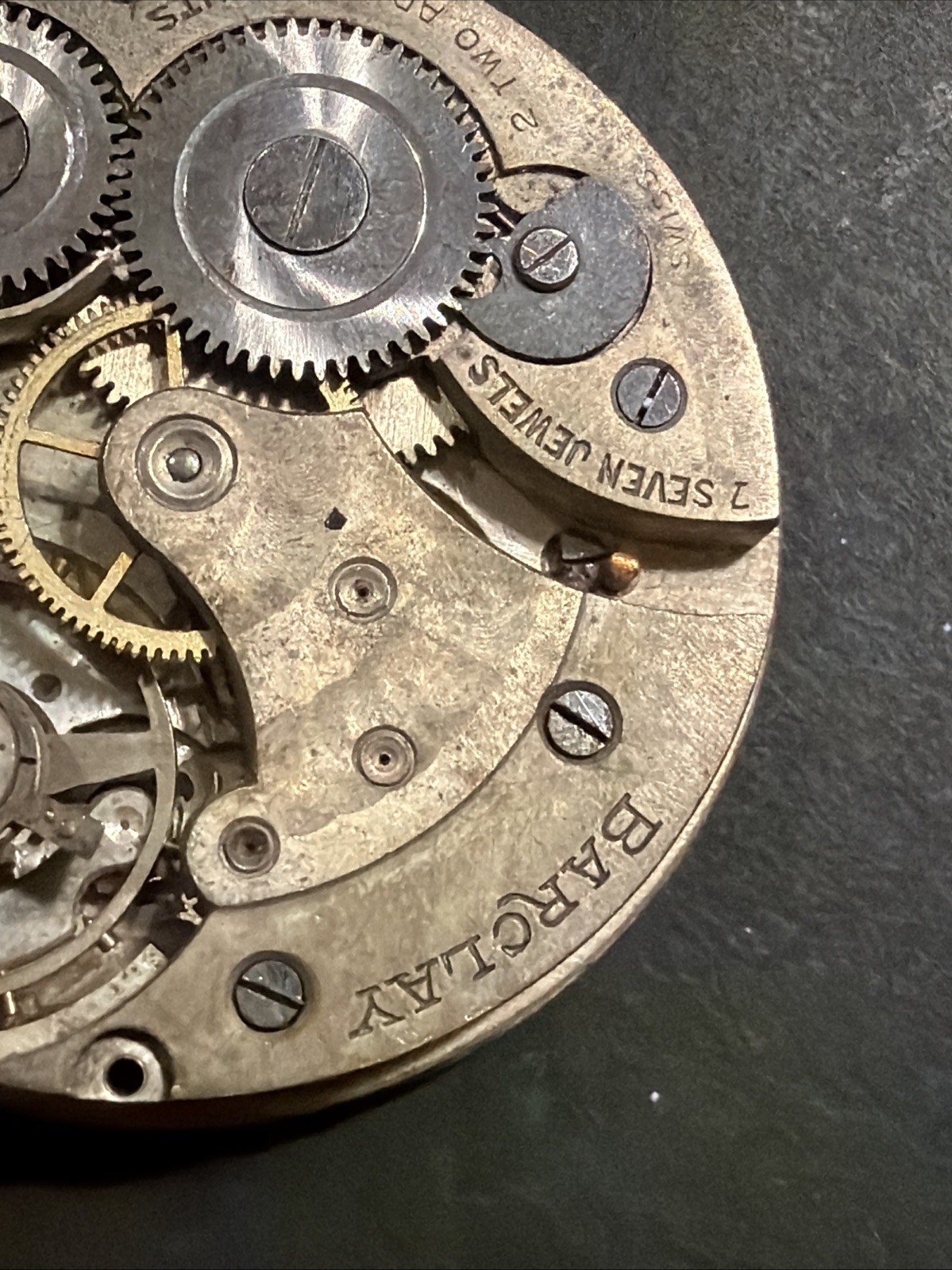 AM43 VTG Barclay Daynite 7j Pocket Watch Movement 42mm – Parts/Repair As Is**