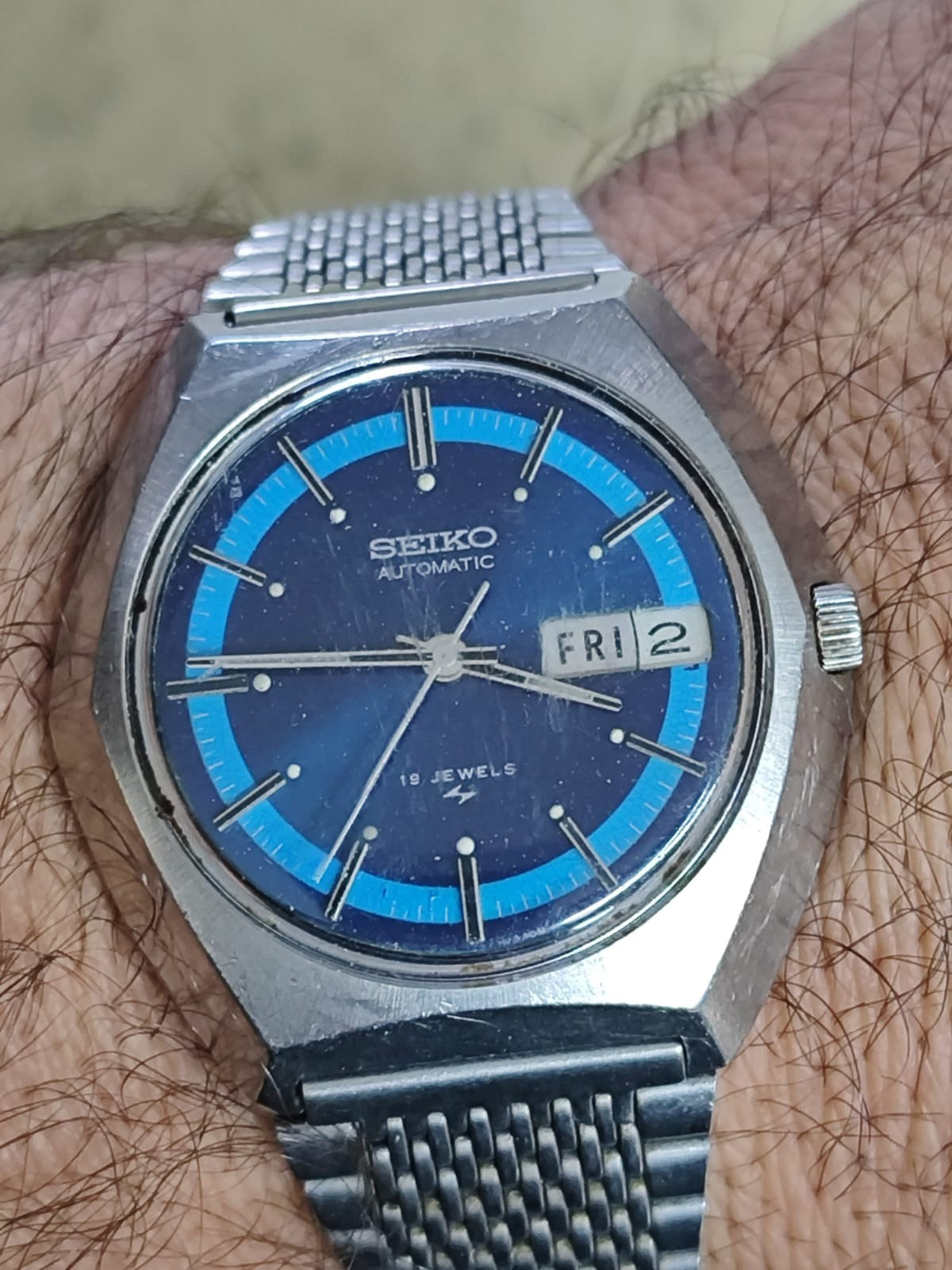 1974 Vintage SEIKO 7006-7180 Watch Blue Dial WORKING