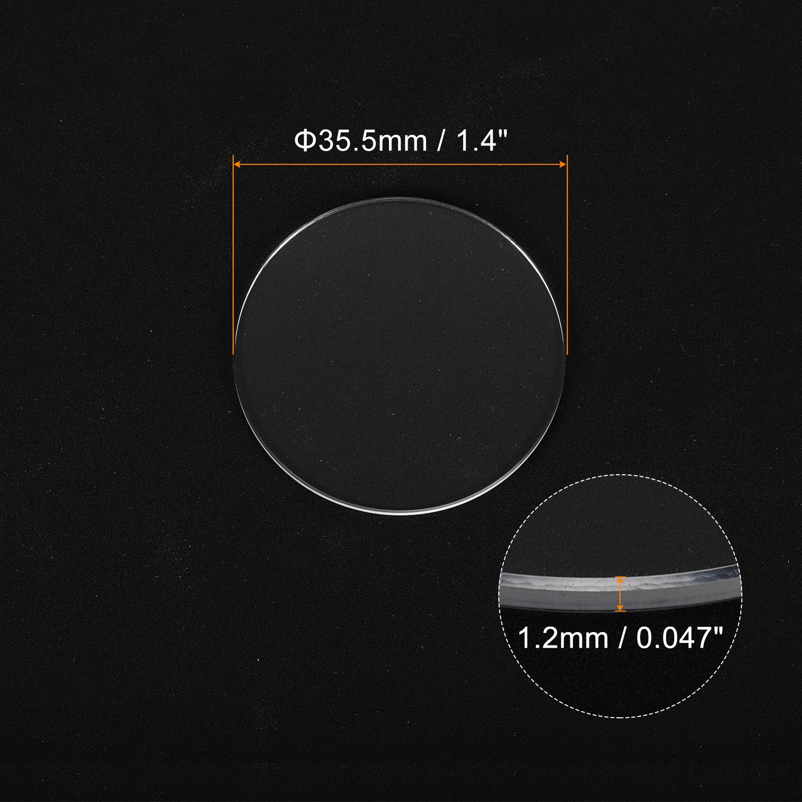 2pcs Watch Crystal Glass Lens 35.5mm x 1.2mm Beveled Edge Flat Glass Crystals