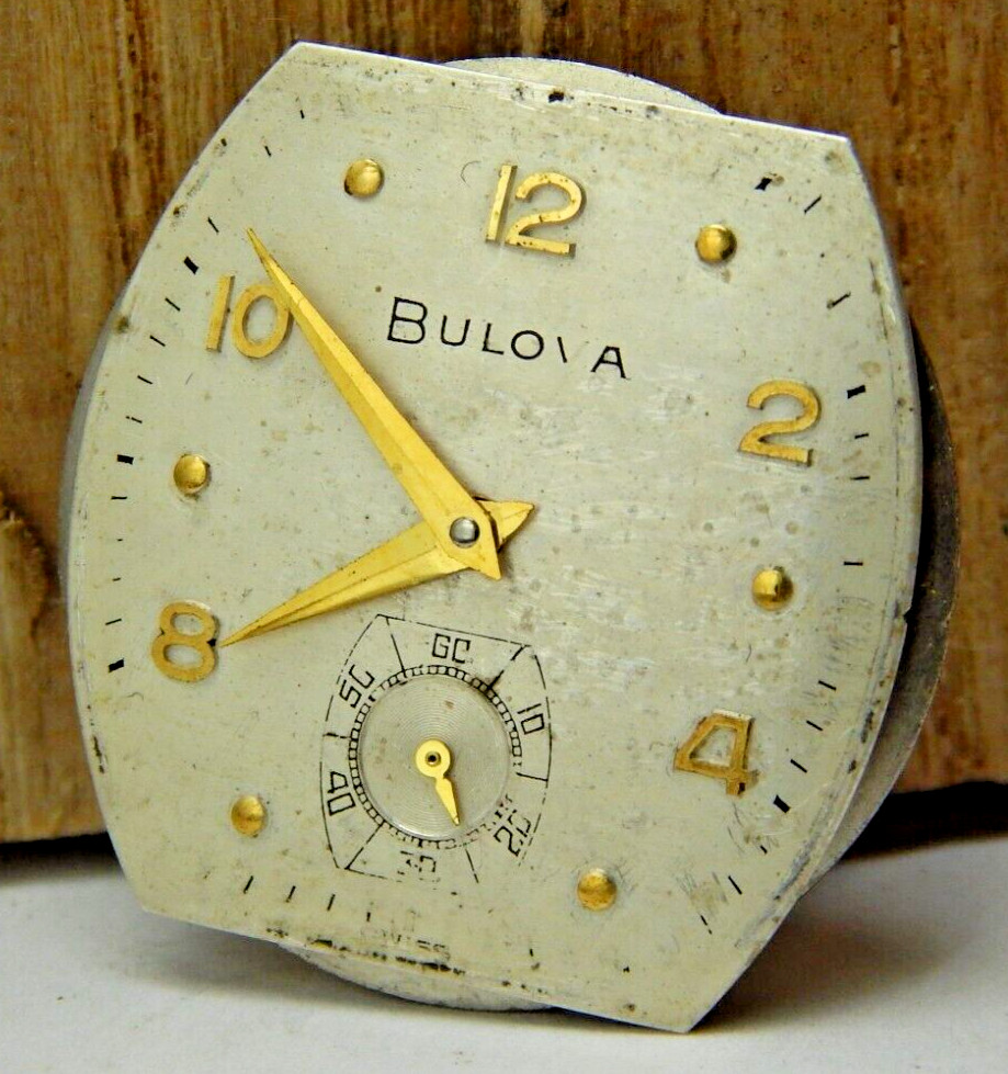 Vintage 1955 Bulova 11AC 17 jewel men’s wrist watch movement with dial and hands