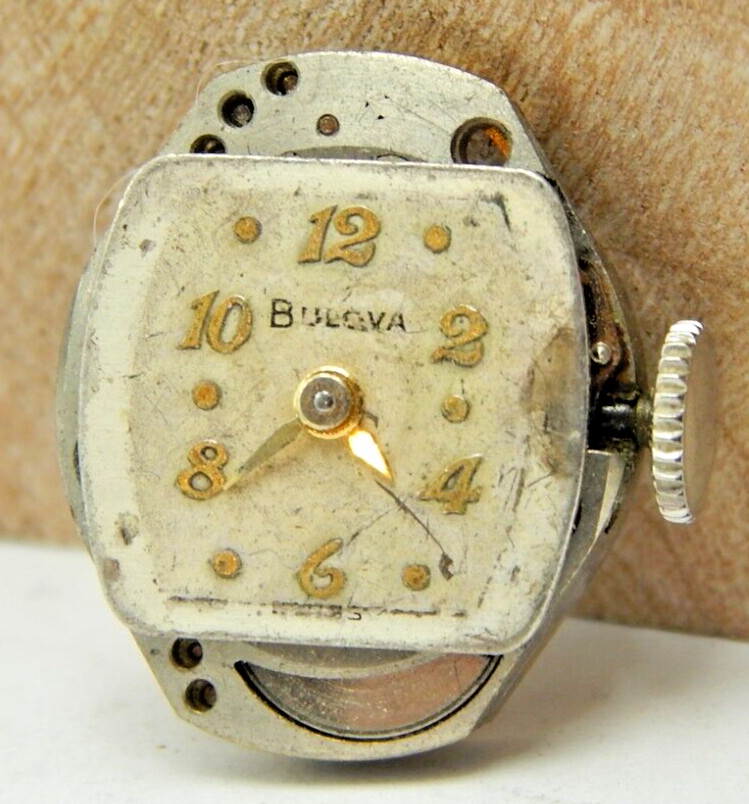 Vintage 1952 Bulova 6BL 17 jewel ladies wrist watch movement with dial and hands