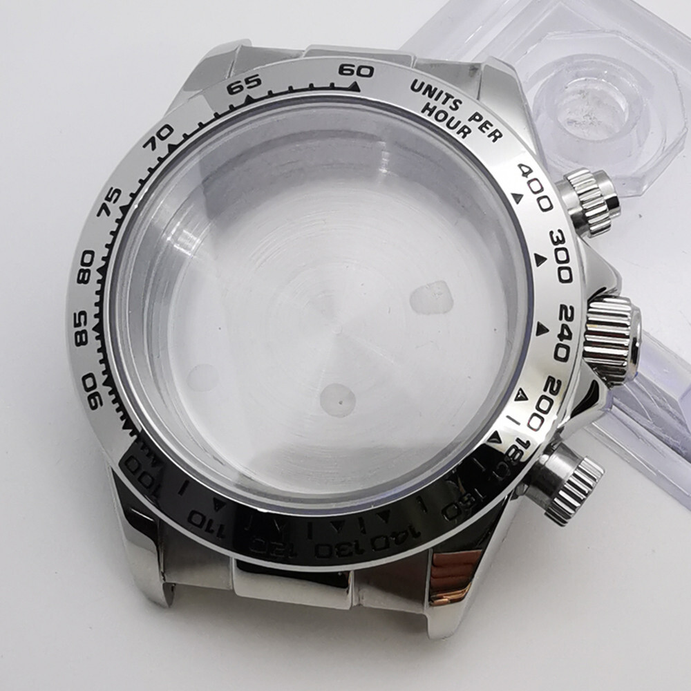 40mm silver rose gold gold sapphire case fit VK63 VK64 movement Rubber strap