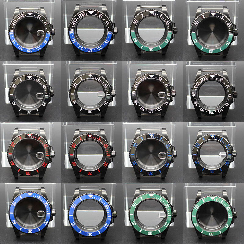 40mm black Watch Cases PVD electroplating For Seiko Nh35 Nh36 Eta 2824 Movement