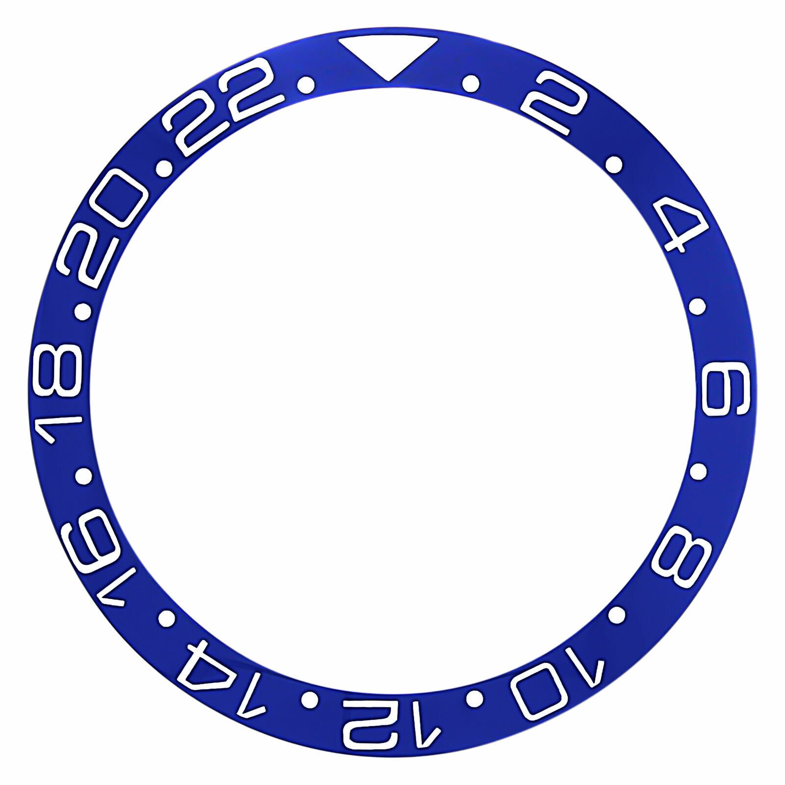 Blue Ceramic Replacement Bezel Insert Silver Font 37.70mm x 30.70mm