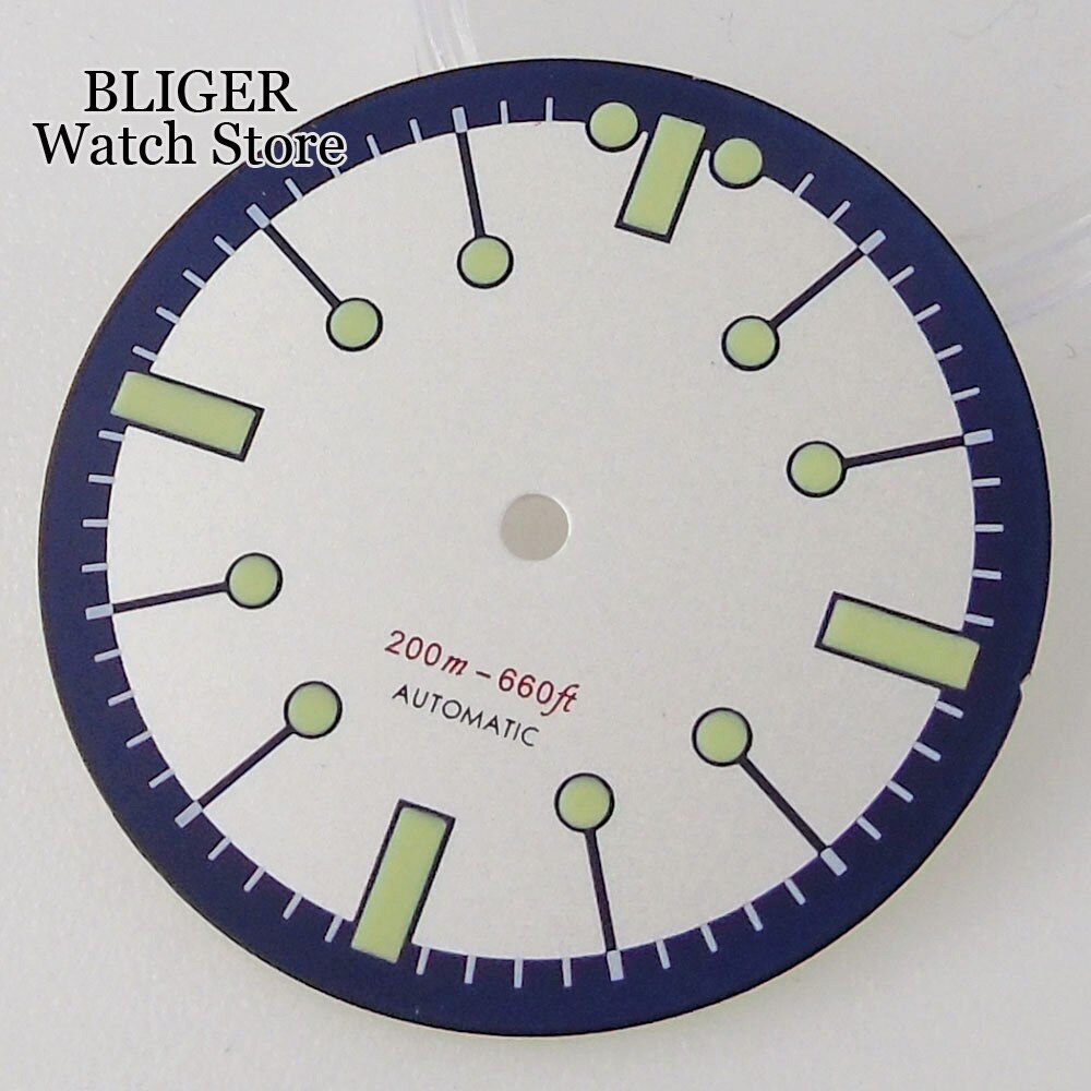 31mm Red Blue White Black Watch Dial for NH35 NH36 PT5000 Movement Green Lume