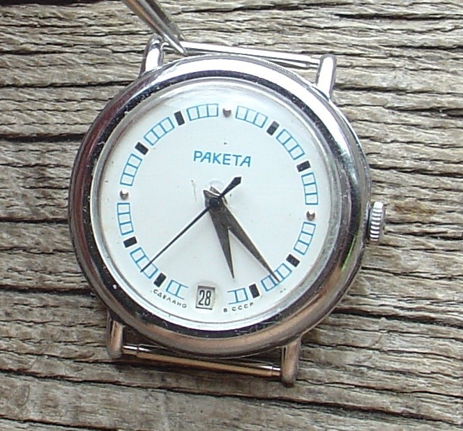 Raketa TV Soviet Russian watch USSR BLUE METALLIC DIAL SERVICED