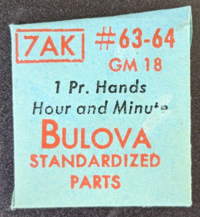 NOS Genuine Bulova 7AK GM 18 Watch Pair of Min/Hr Hands #63/64 Gold Tone Modern