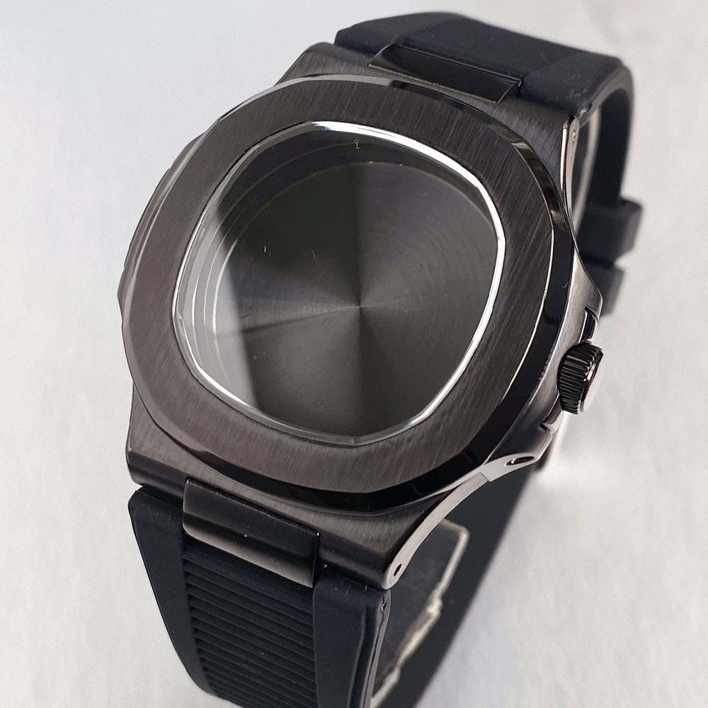 Retro Full Black 40mm Watch Case Sapphire For NH35 NH36 Watch Parts Collection